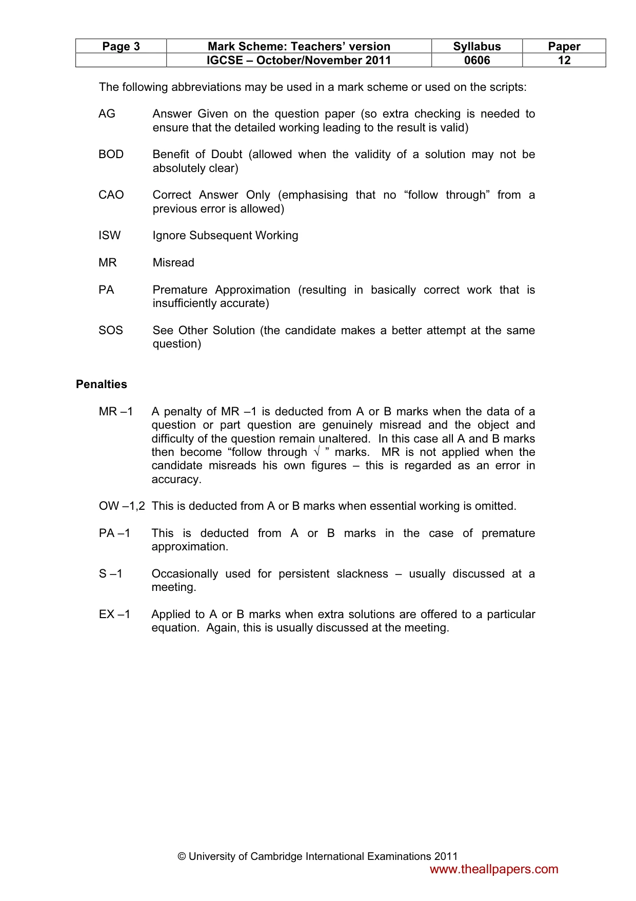 Mark scheme, page 3 of 8