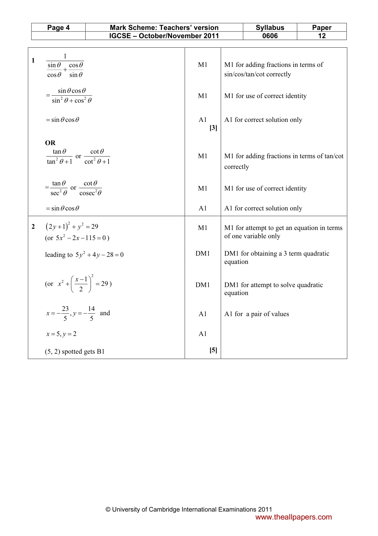 Mark scheme, page 4 of 8