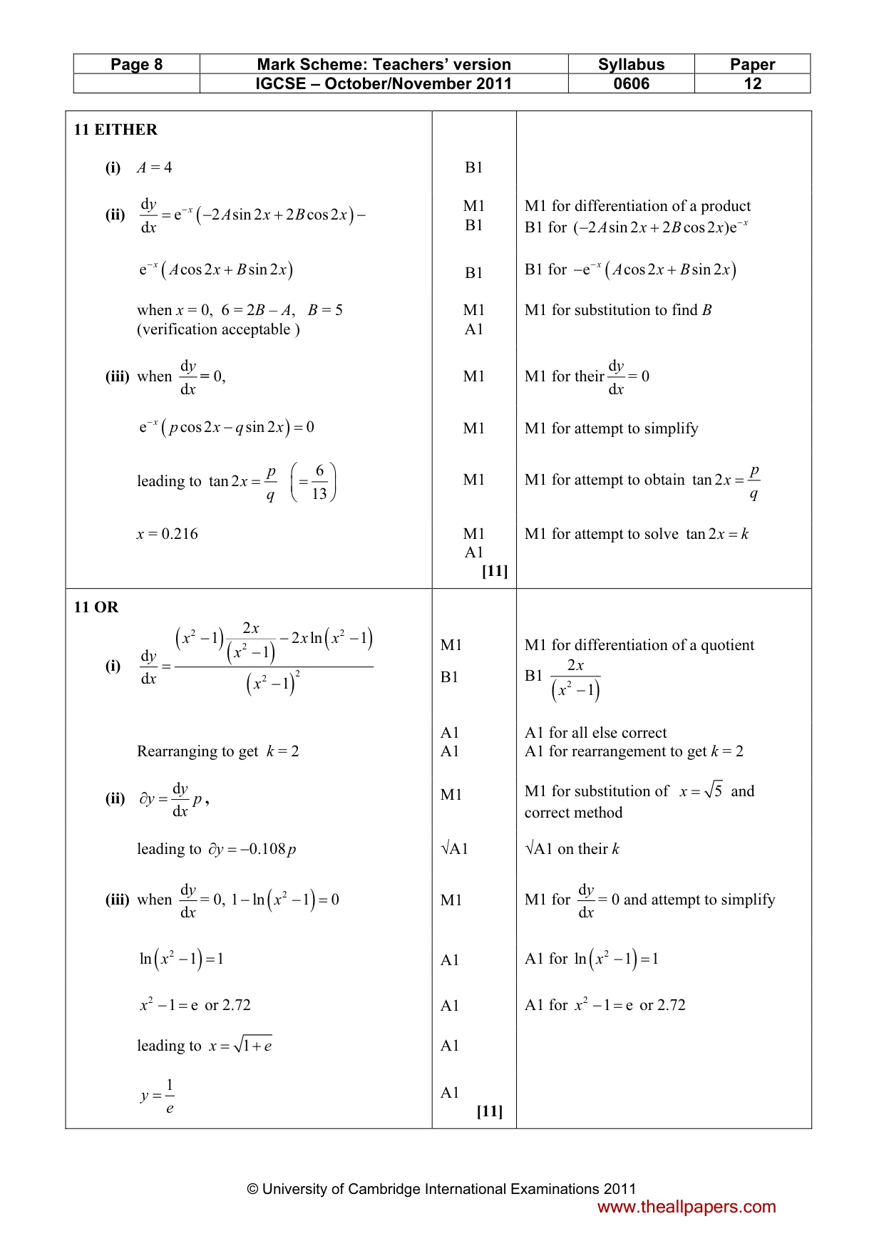 Mark scheme, page 8 of 8
