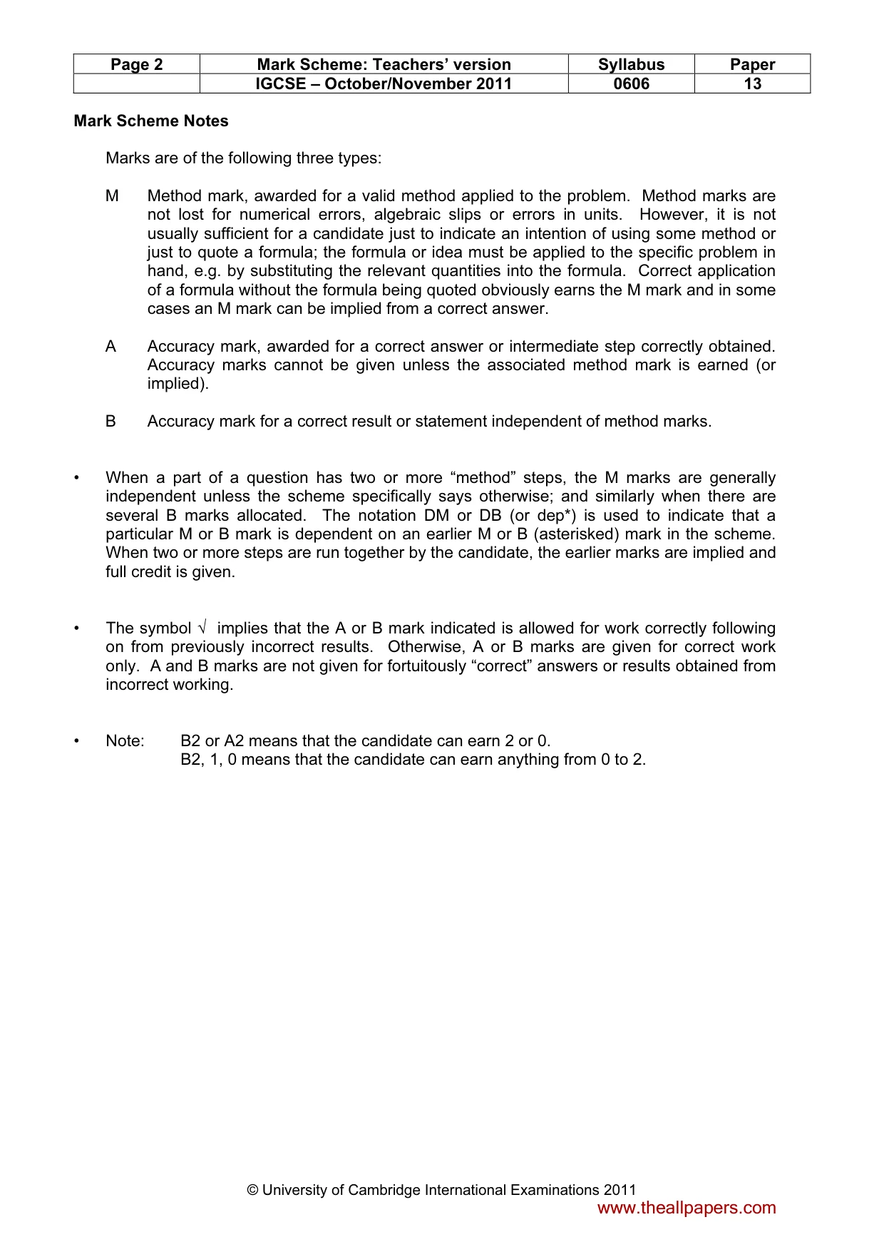 Mark scheme, page 2 of 8