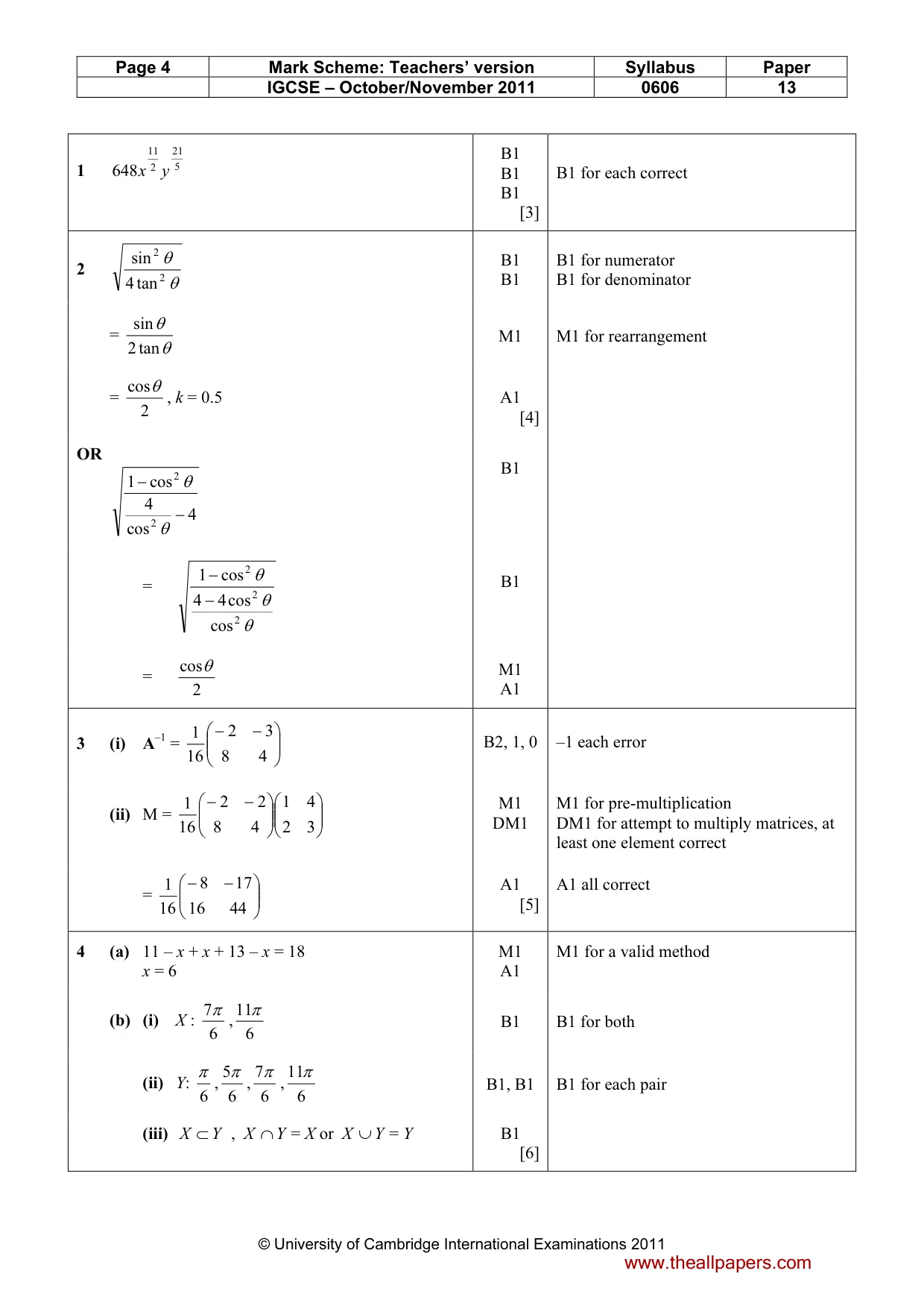 Mark scheme, page 4 of 8
