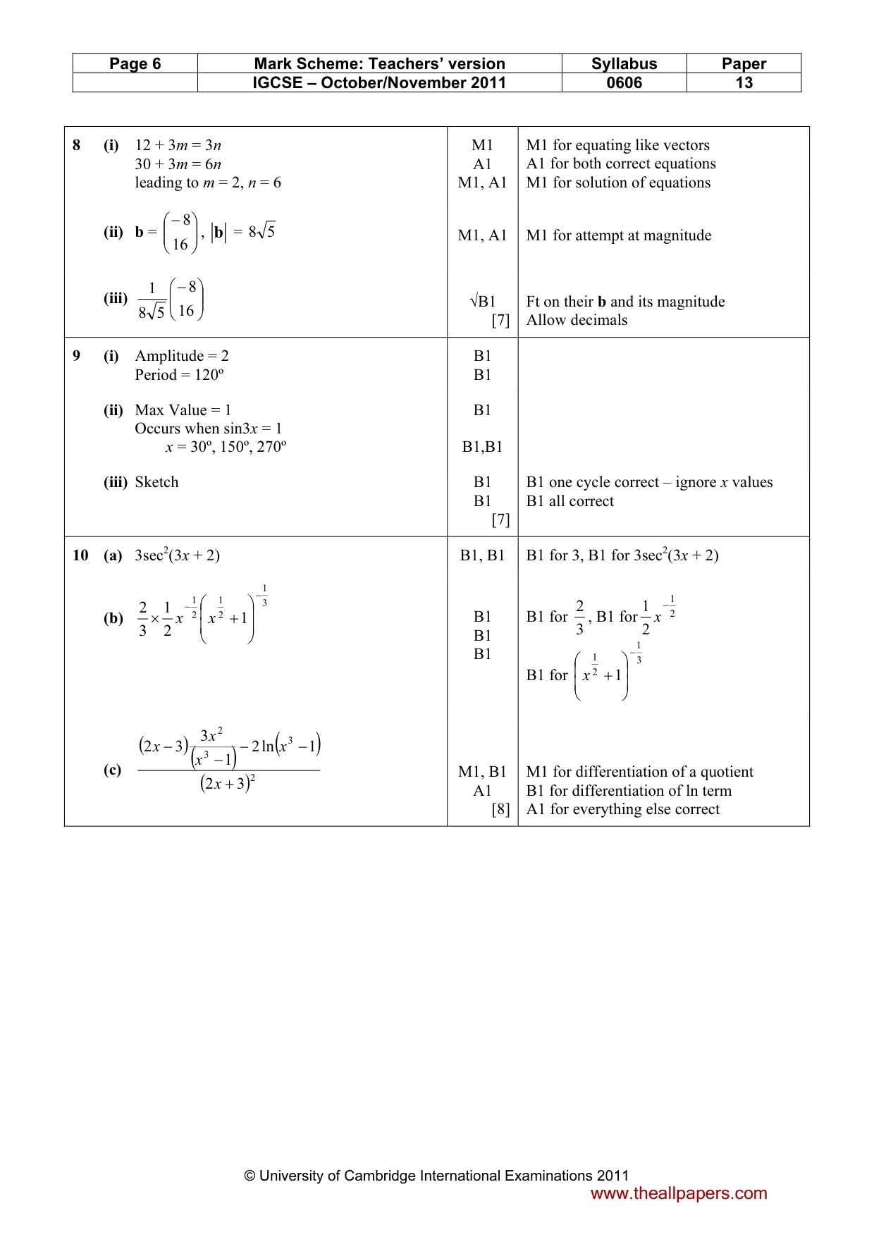 Mark scheme, page 6 of 8
