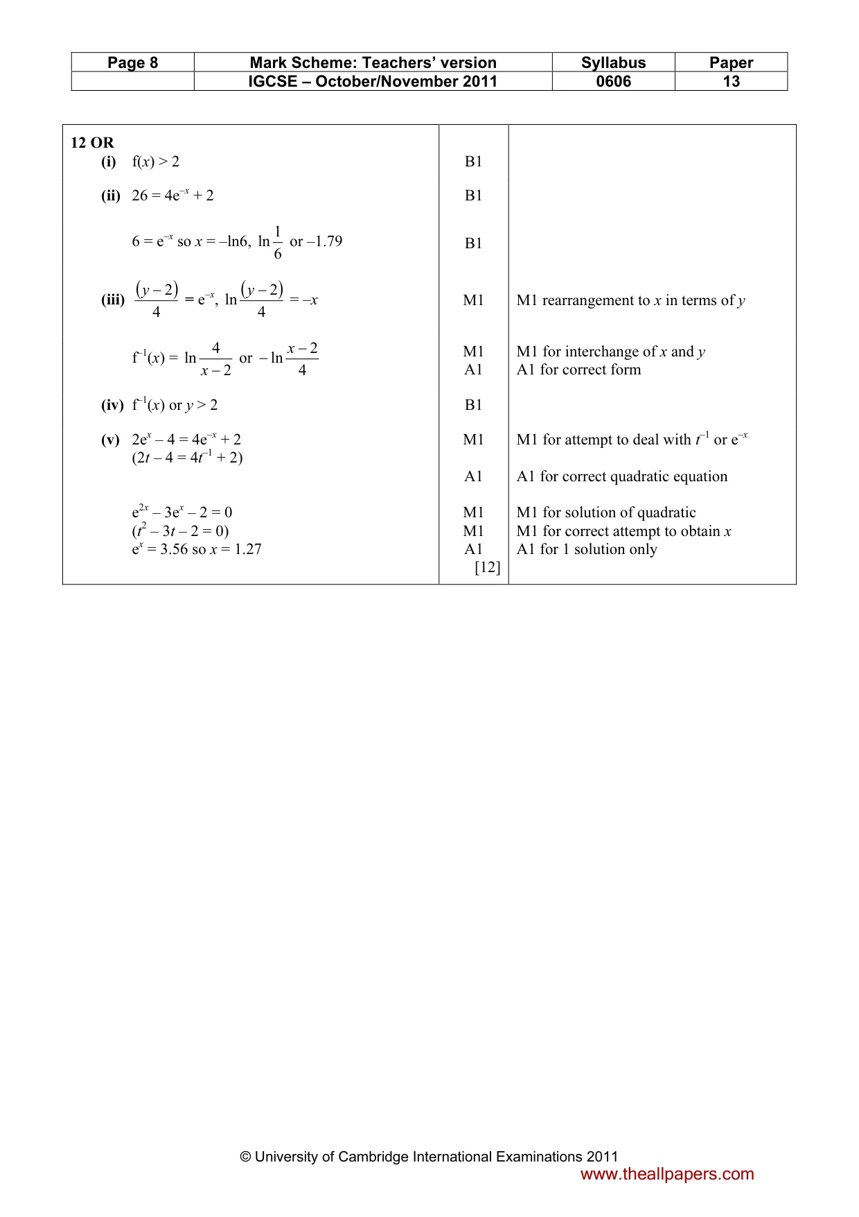 Mark scheme, page 8 of 8