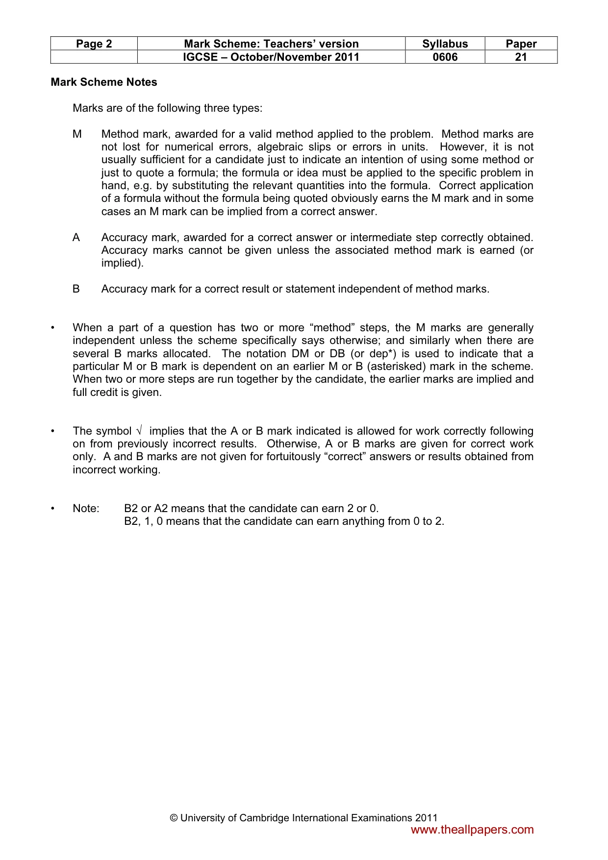 Mark scheme, page 2 of 7