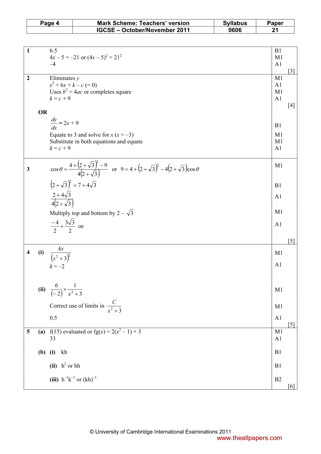Mark scheme, page 4 of 7