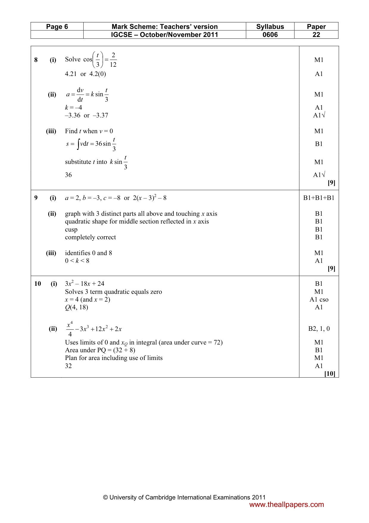 Mark scheme, page 6 of 7
