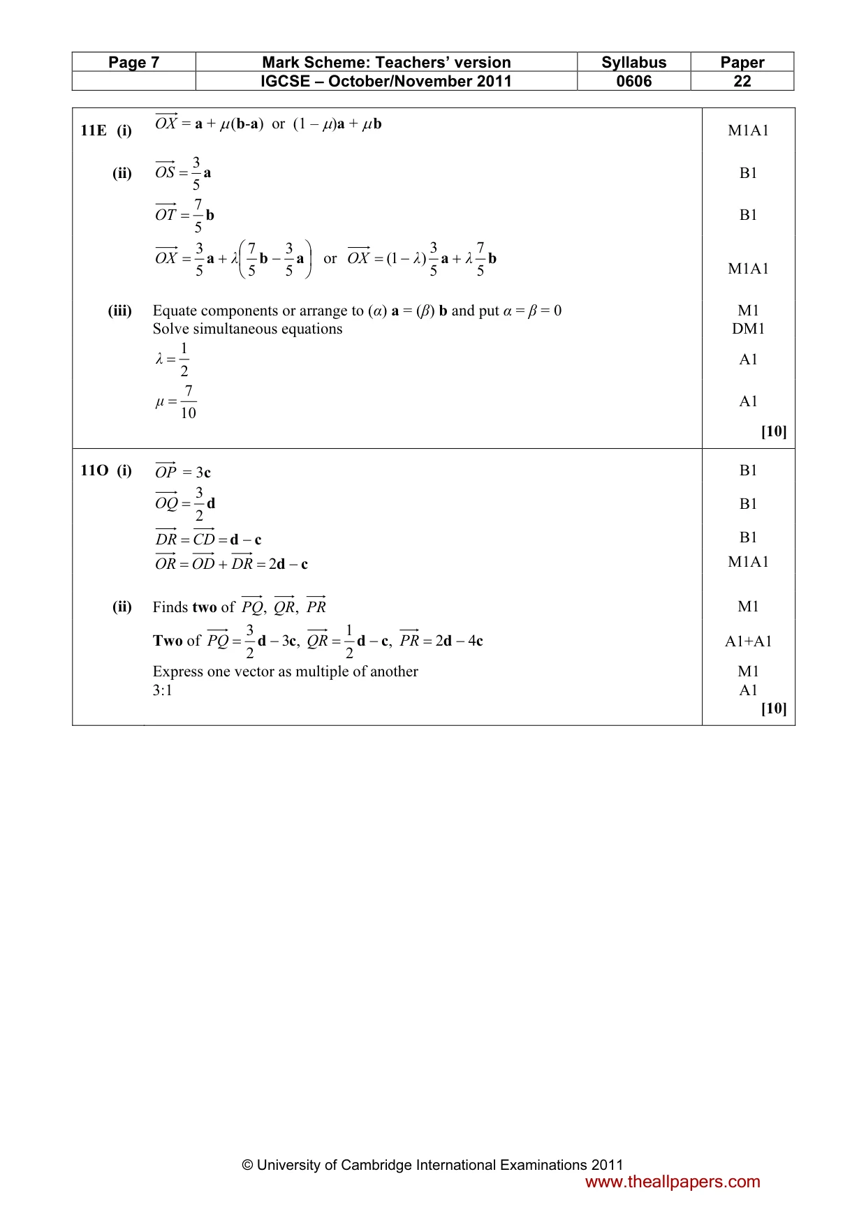 Mark scheme, page 7 of 7