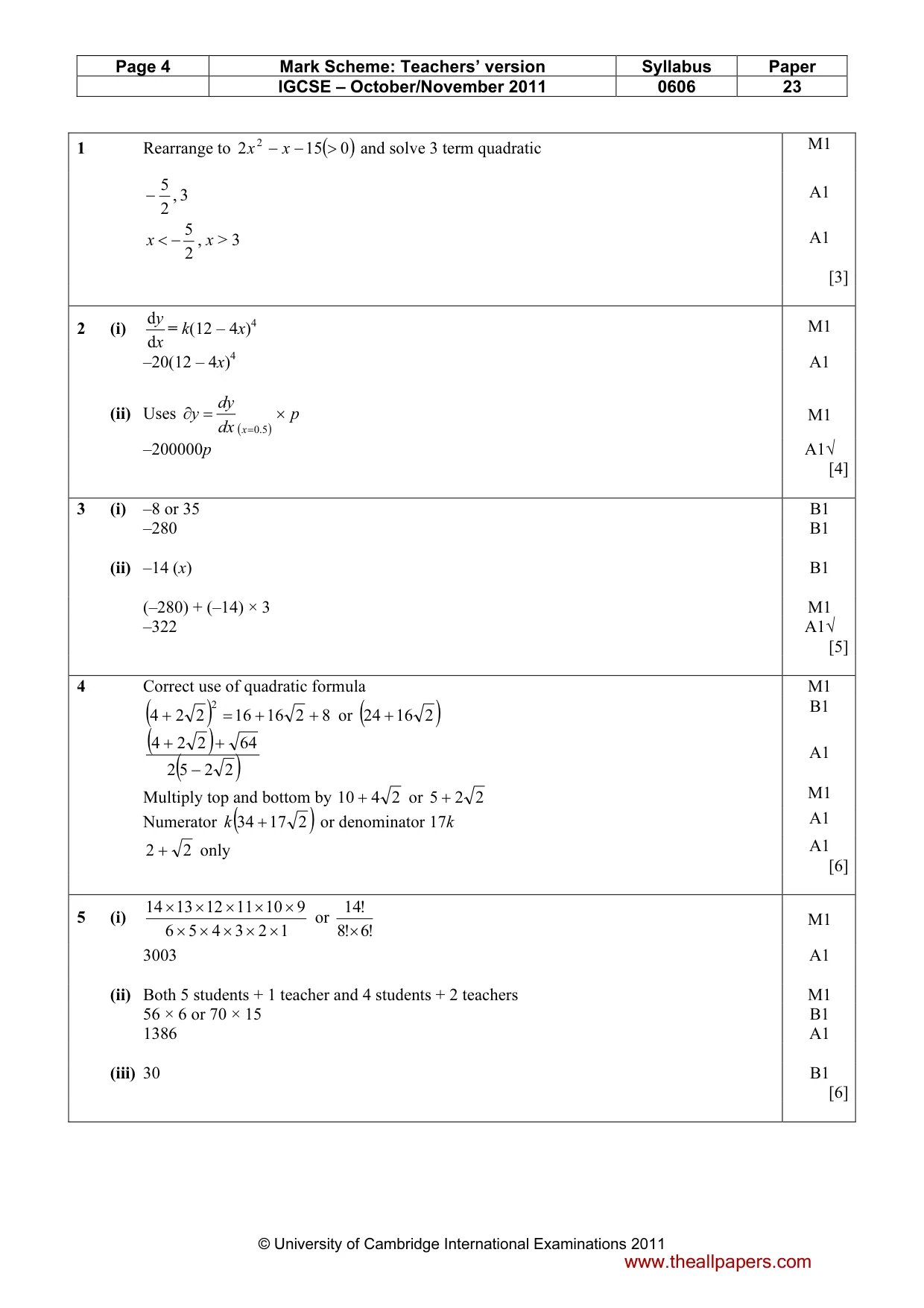 Mark scheme, page 4 of 8
