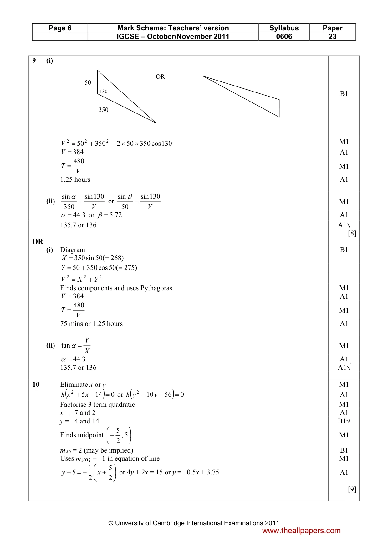Mark scheme, page 6 of 8