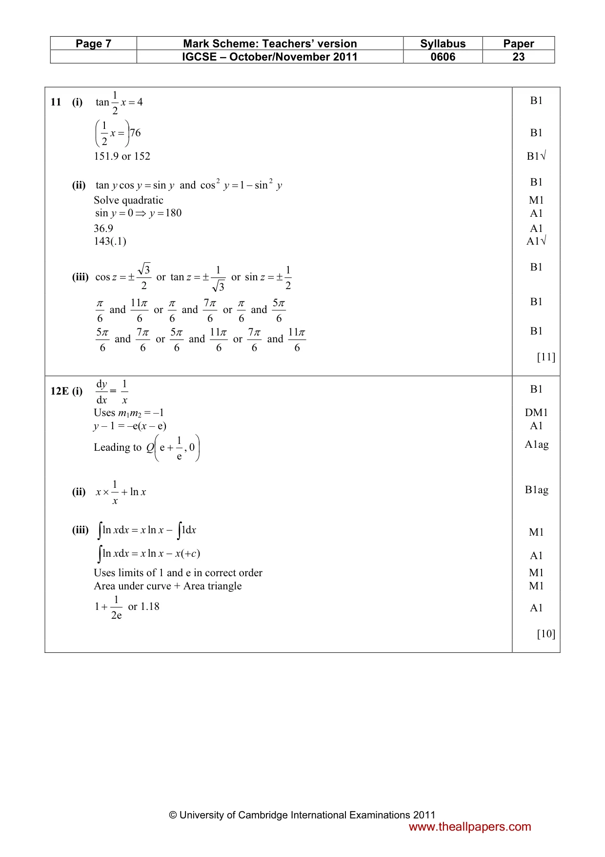 Mark scheme, page 7 of 8