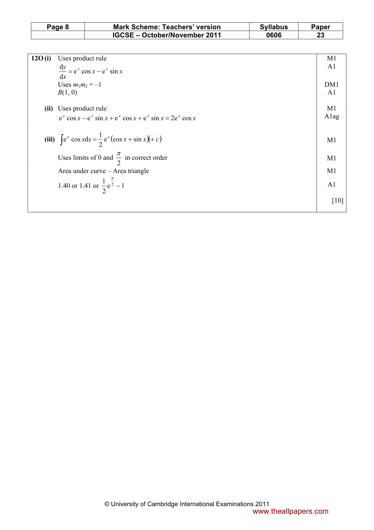 Mark scheme, page 8 of 8