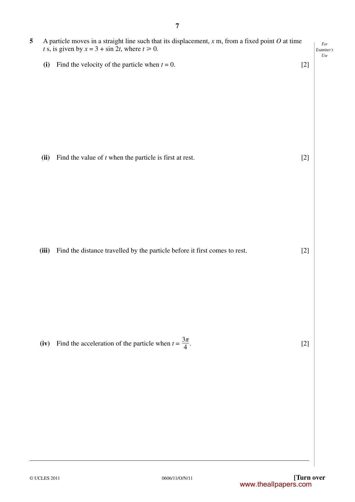 Cambridge IGCSE Mathematics - Additional 0606 2011 Oct/Nov Paper 1 · Variant 1 question paper, page 7 of 16