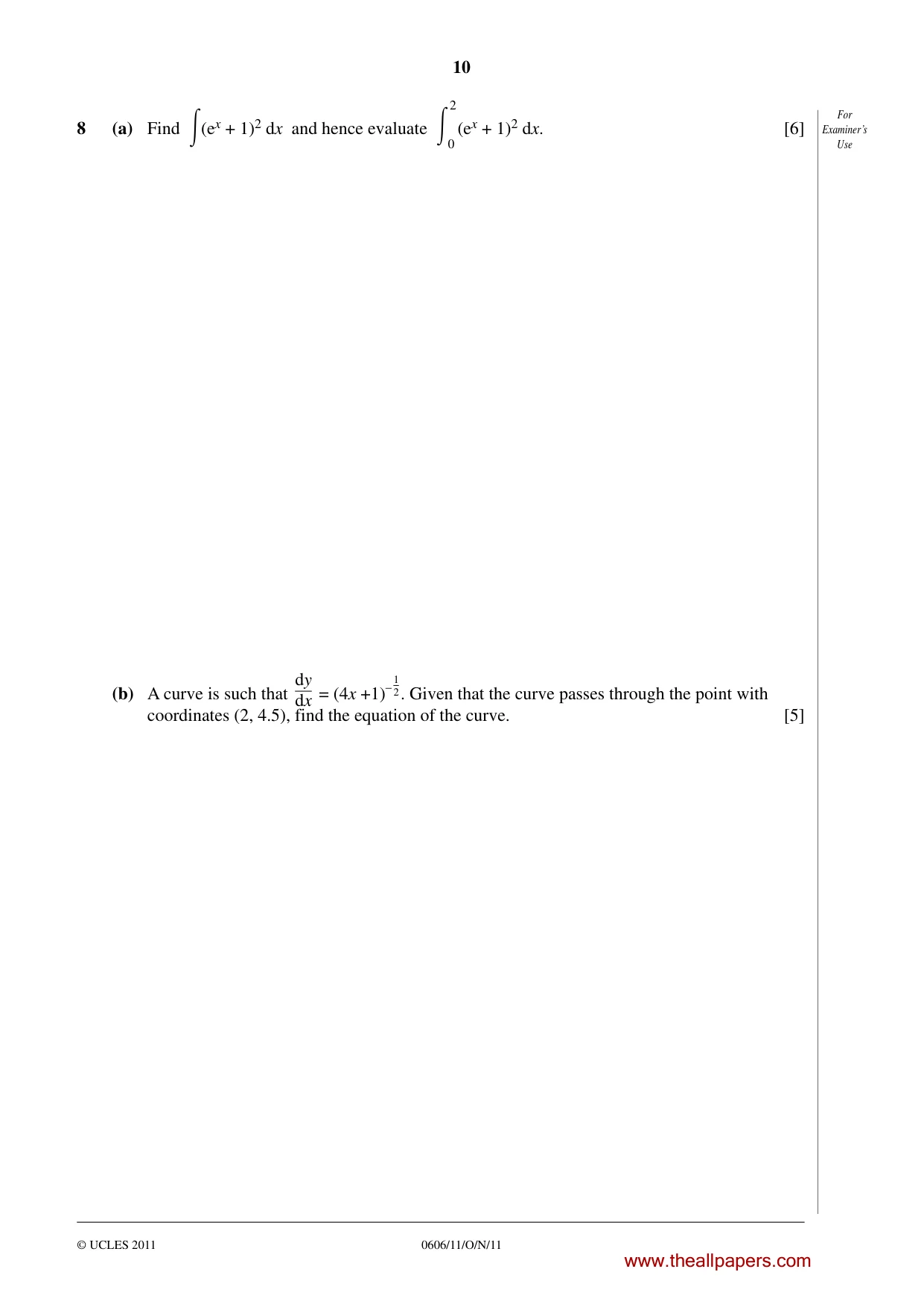 Cambridge IGCSE Mathematics - Additional 0606 2011 Oct/Nov Paper 1 · Variant 1 question paper, page 10 of 16