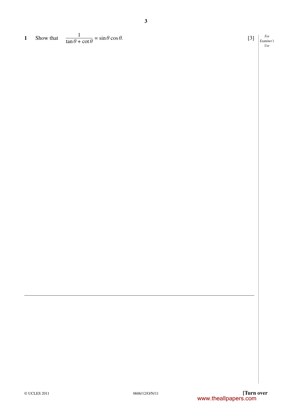 Cambridge IGCSE Mathematics - Additional 0606 2011 Oct/Nov Paper 1 · Variant 2 question paper, page 3 of 16