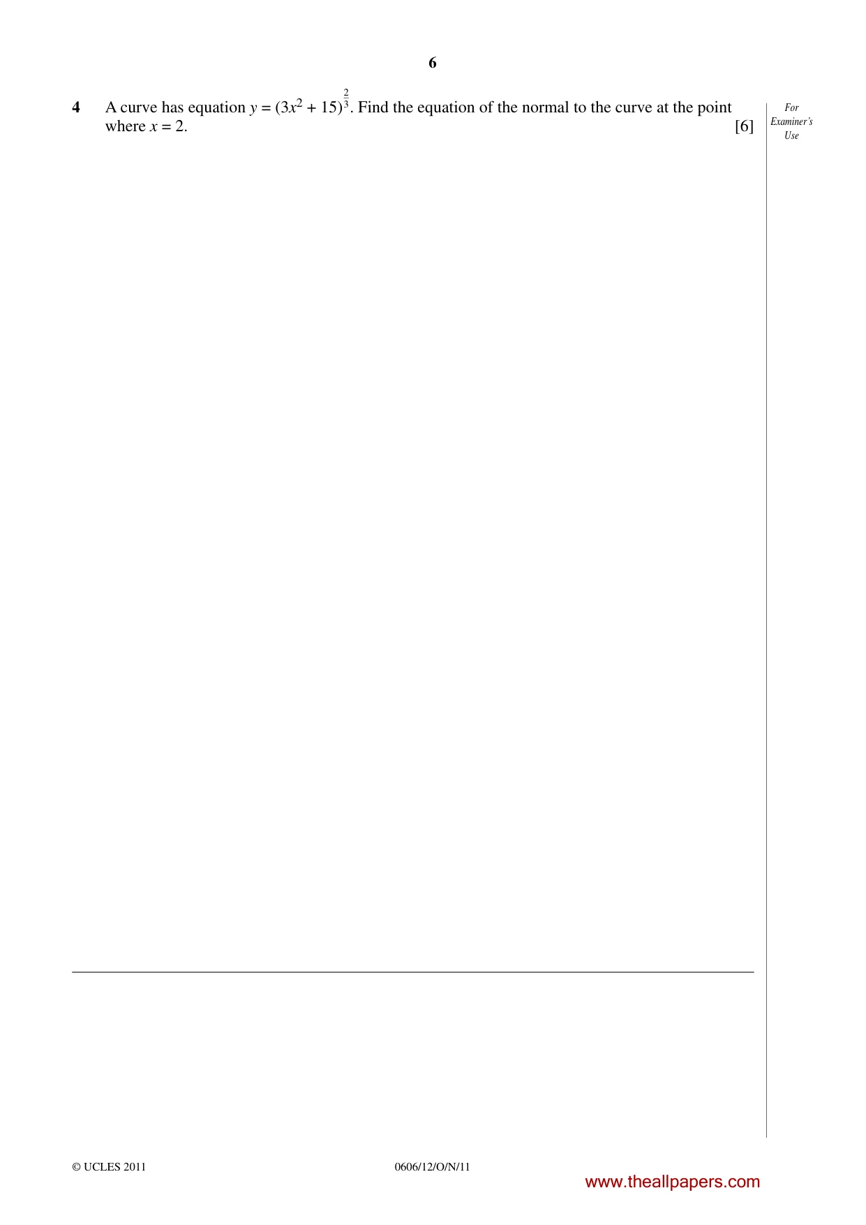 Cambridge IGCSE Mathematics - Additional 0606 2011 Oct/Nov Paper 1 · Variant 2 question paper, page 6 of 16