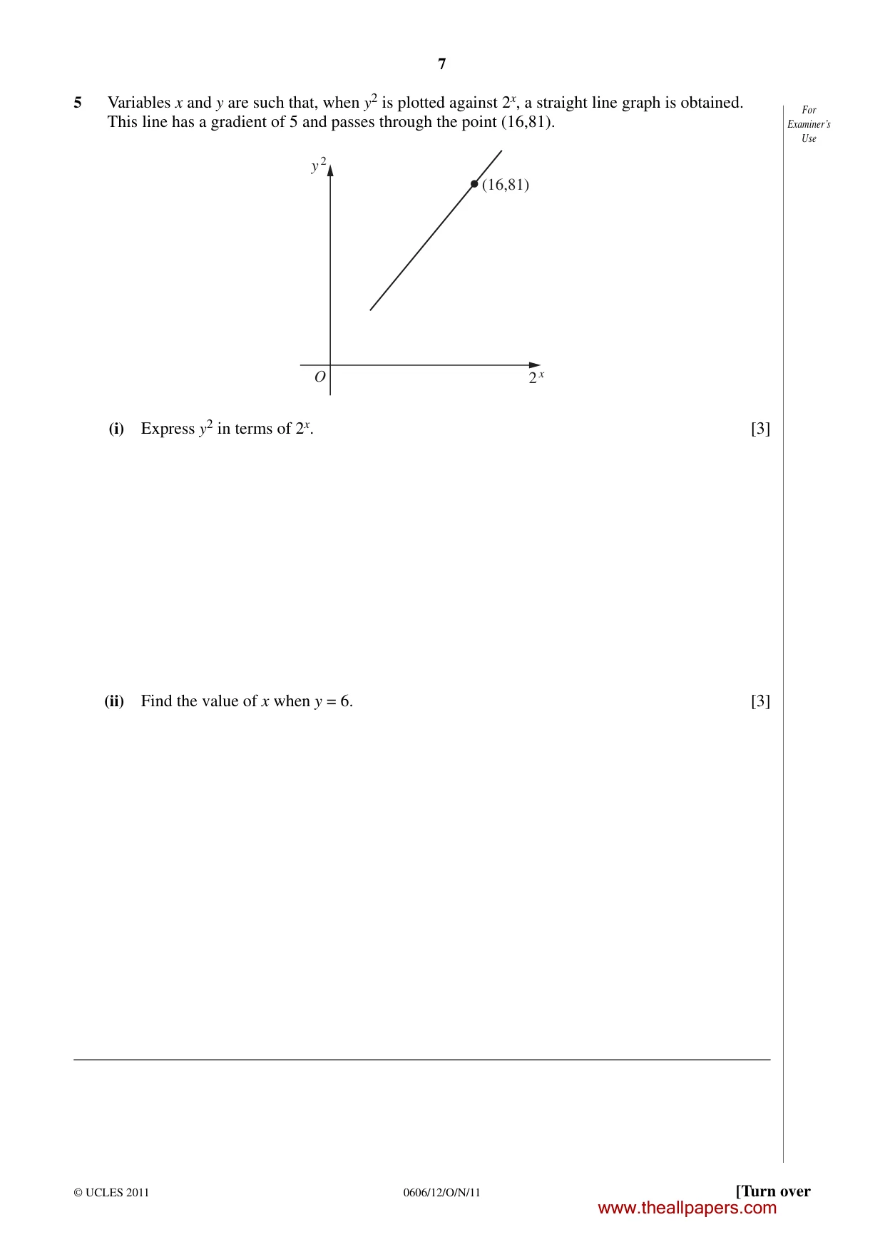 Cambridge IGCSE Mathematics - Additional 0606 2011 Oct/Nov Paper 1 · Variant 2 question paper, page 7 of 16