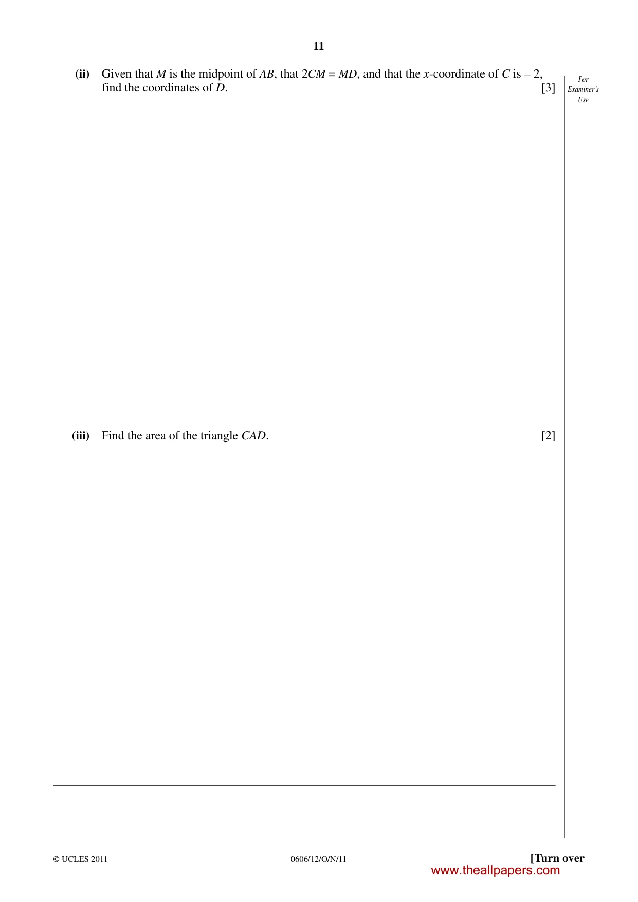 Cambridge IGCSE Mathematics - Additional 0606 2011 Oct/Nov Paper 1 · Variant 2 question paper, page 11 of 16