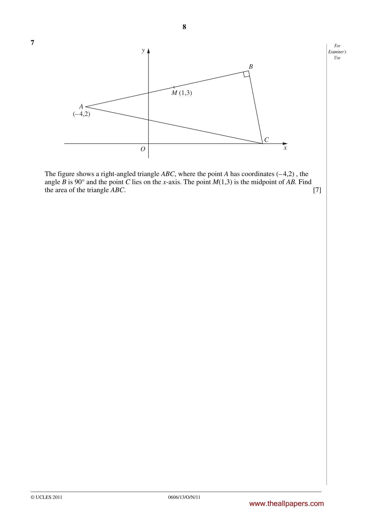Cambridge IGCSE Mathematics - Additional 0606 2011 Oct/Nov Paper 1 · Variant 3 question paper, page 8 of 16