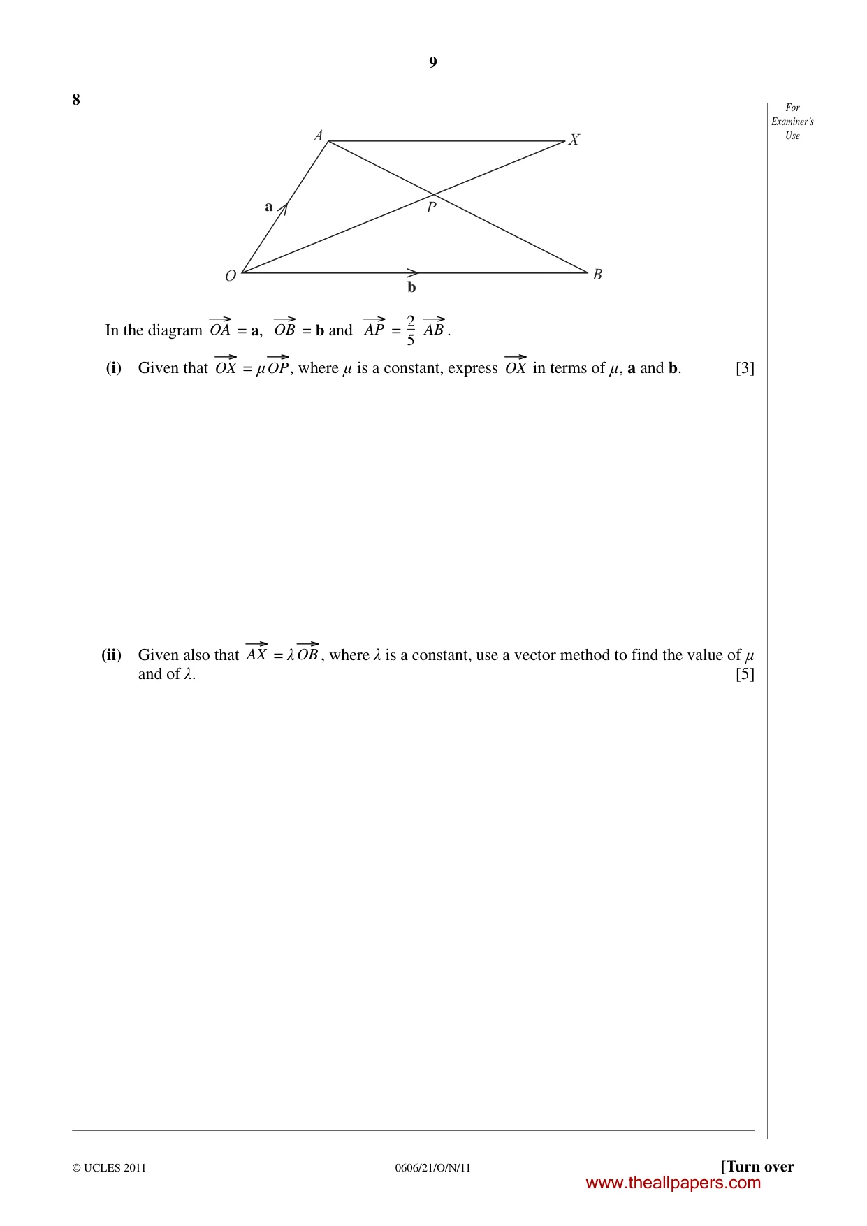 Cambridge IGCSE Mathematics - Additional 0606 2011 Oct/Nov Paper 2 · Variant 1 question paper, page 9 of 20