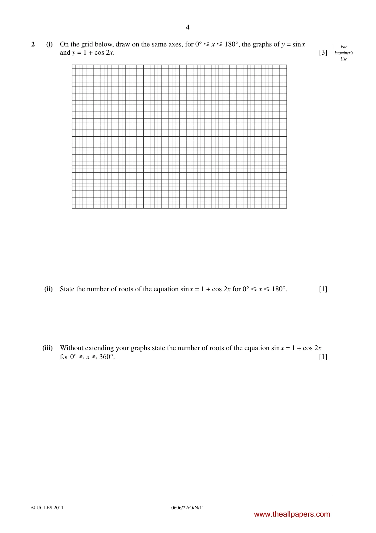 Cambridge IGCSE Mathematics - Additional 0606 2011 Oct/Nov Paper 2 · Variant 2 question paper, page 4 of 16