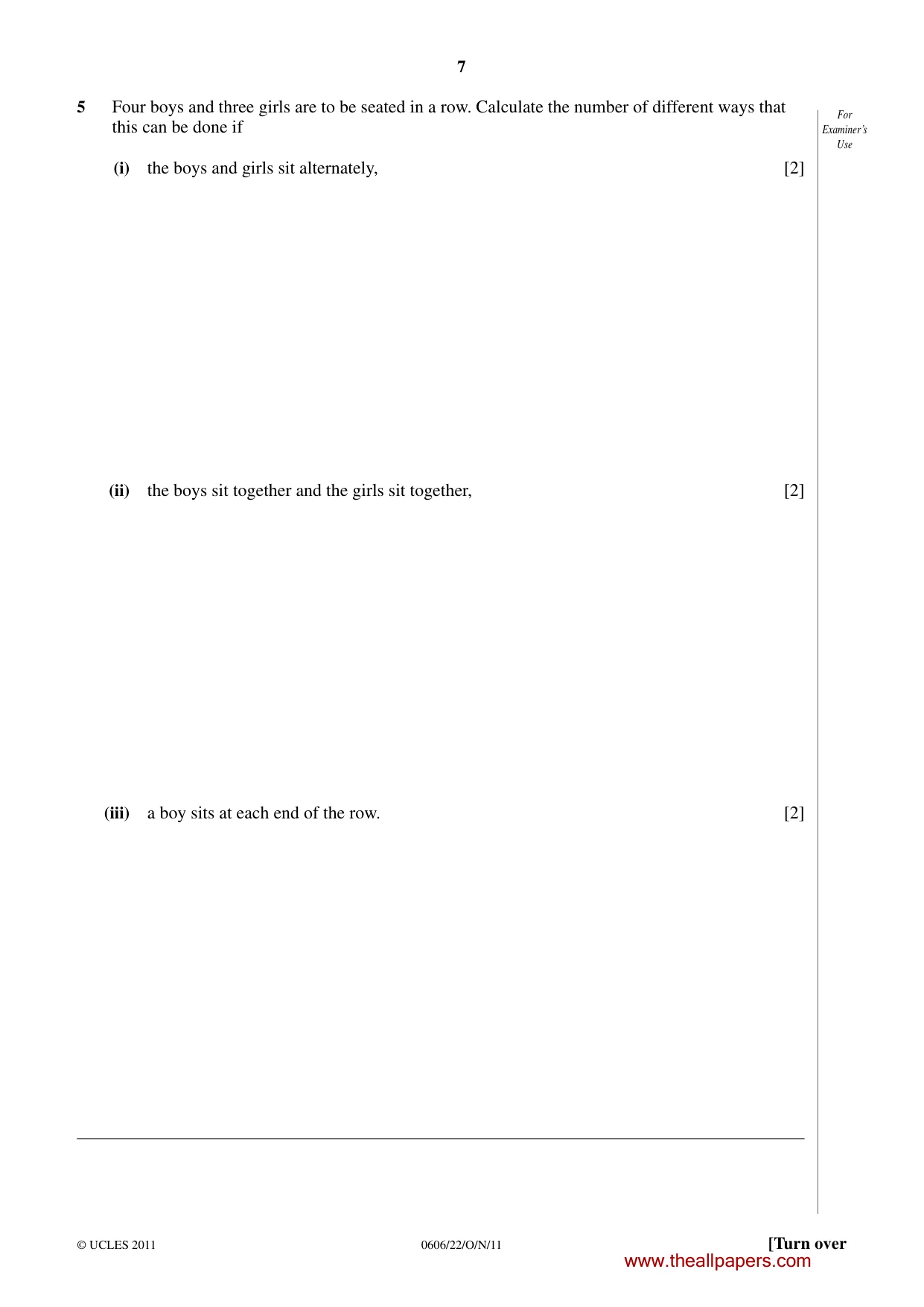 Cambridge IGCSE Mathematics - Additional 0606 2011 Oct/Nov Paper 2 · Variant 2 question paper, page 7 of 16