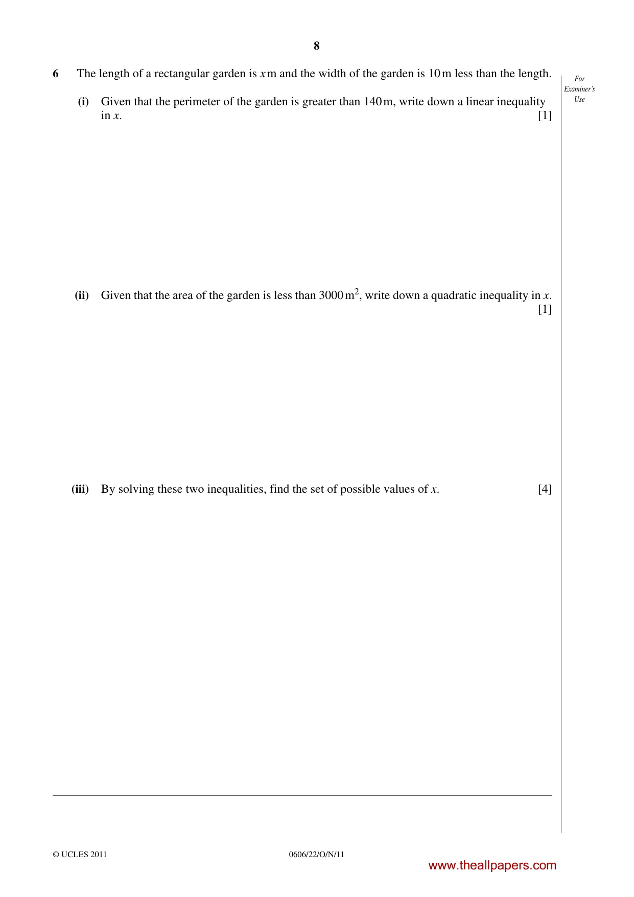 Cambridge IGCSE Mathematics - Additional 0606 2011 Oct/Nov Paper 2 · Variant 2 question paper, page 8 of 16