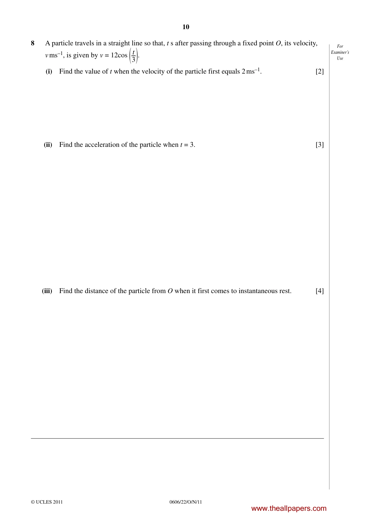 Cambridge IGCSE Mathematics - Additional 0606 2011 Oct/Nov Paper 2 · Variant 2 question paper, page 10 of 16