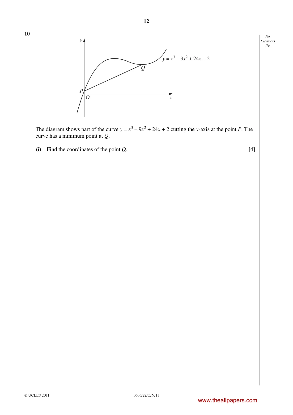 Cambridge IGCSE Mathematics - Additional 0606 2011 Oct/Nov Paper 2 · Variant 2 question paper, page 12 of 16