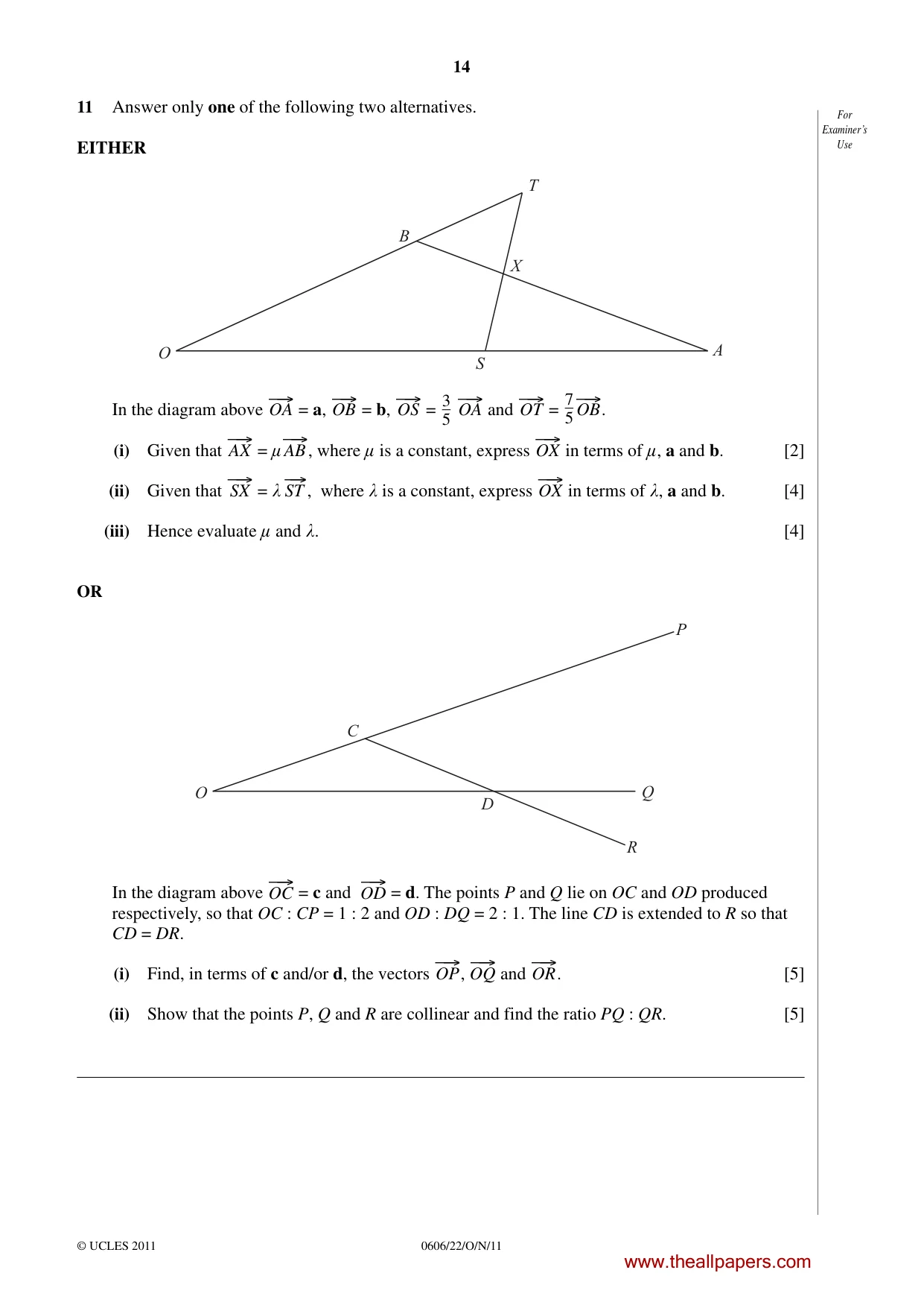 Cambridge IGCSE Mathematics - Additional 0606 2011 Oct/Nov Paper 2 · Variant 2 question paper, page 14 of 16