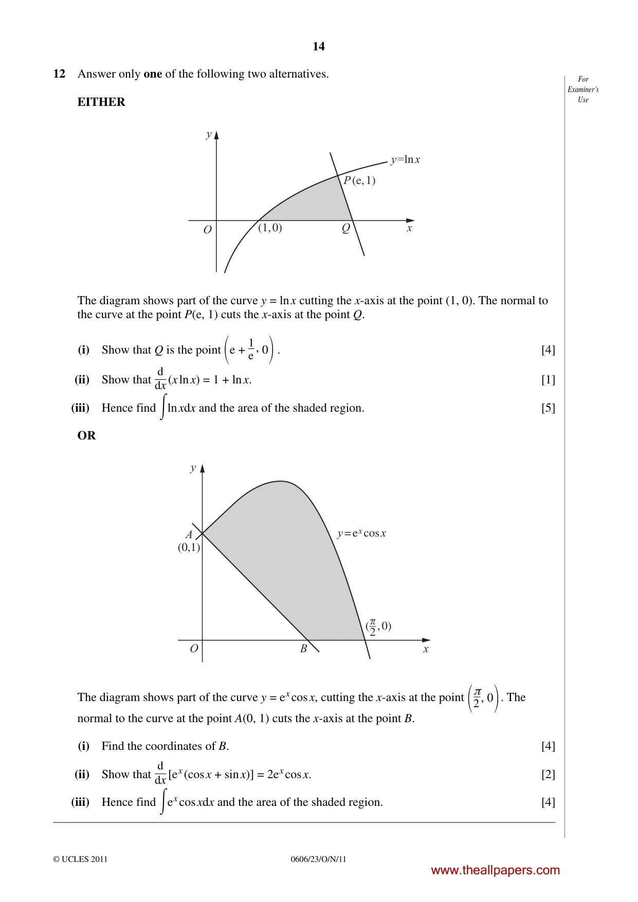 Cambridge IGCSE Mathematics - Additional 0606 2011 Oct/Nov Paper 2 · Variant 3 question paper, page 14 of 16