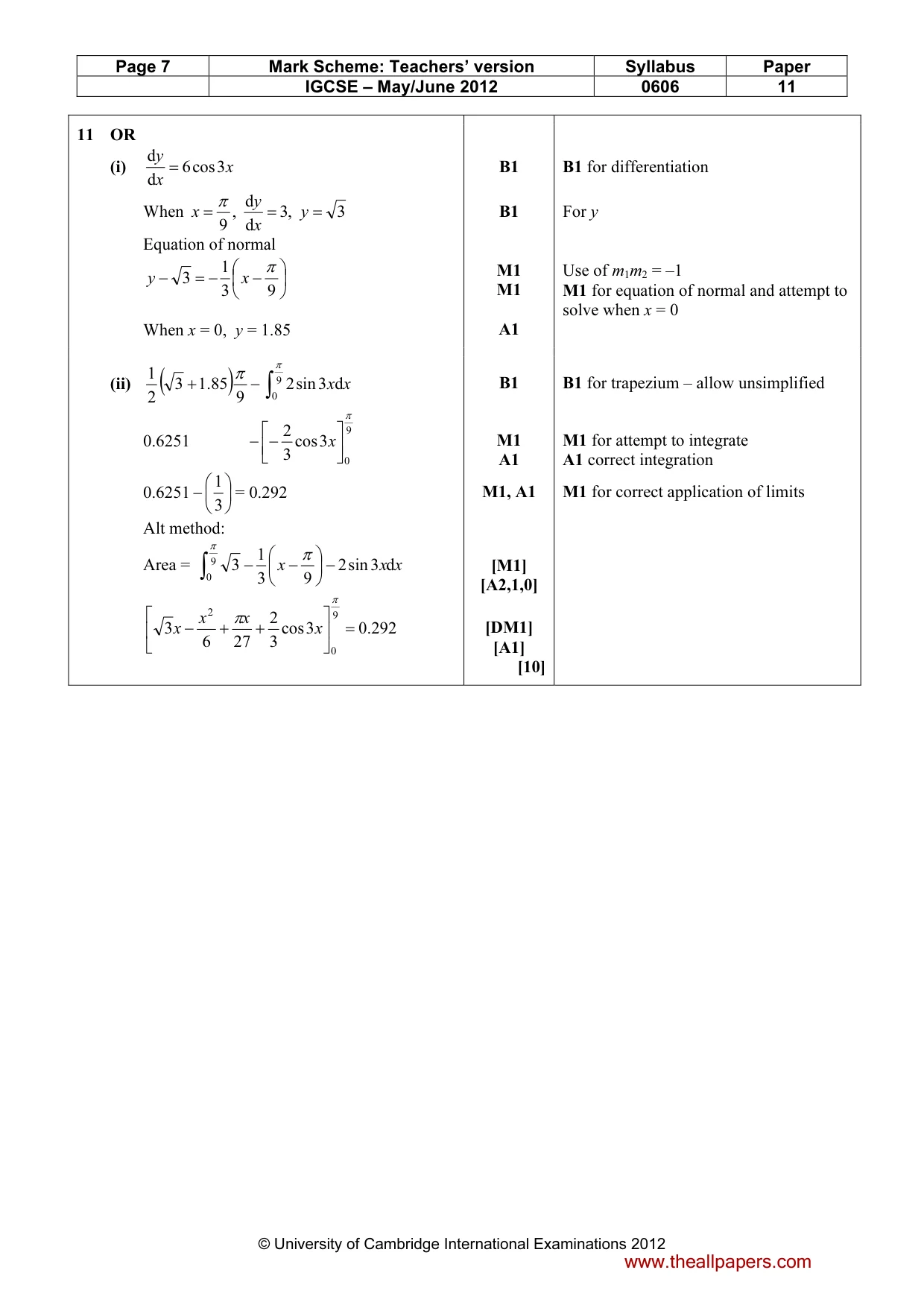 Mark scheme, page 7 of 7
