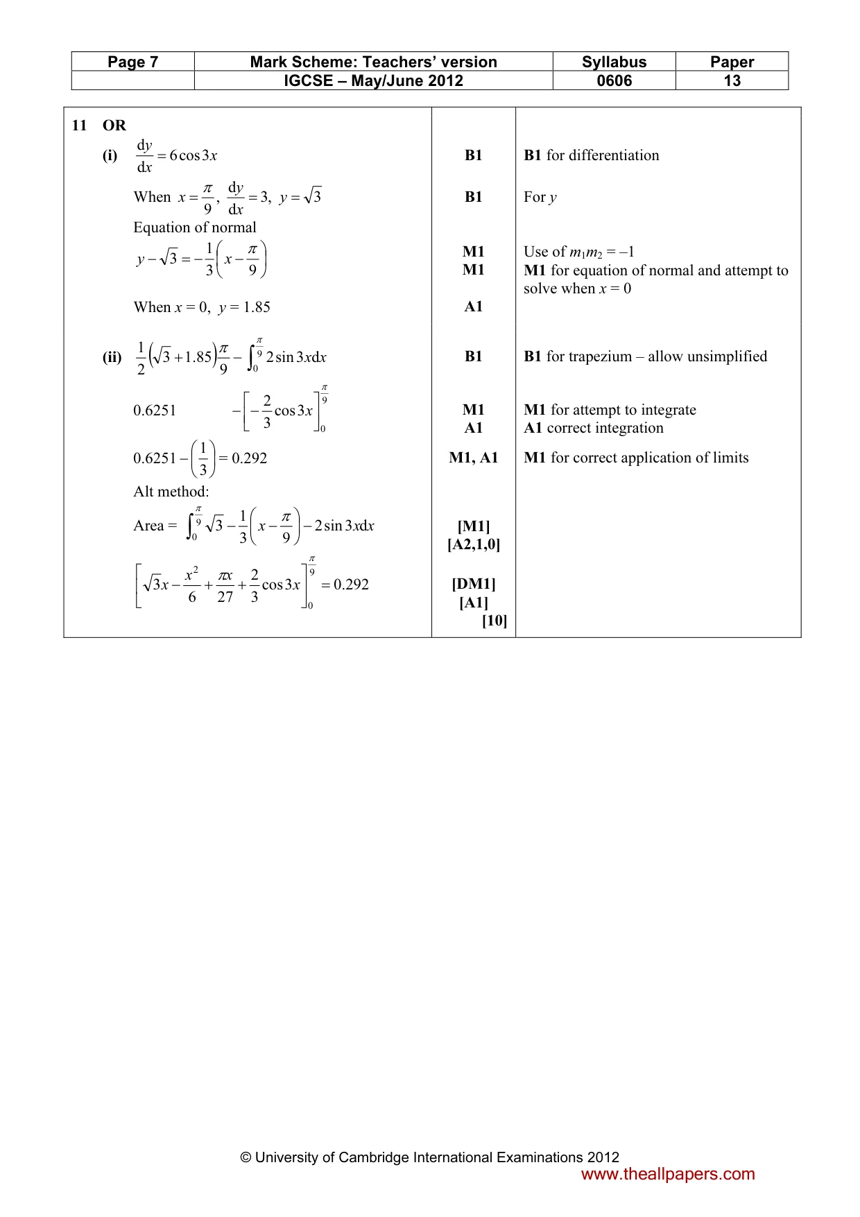 Mark scheme, page 7 of 7
