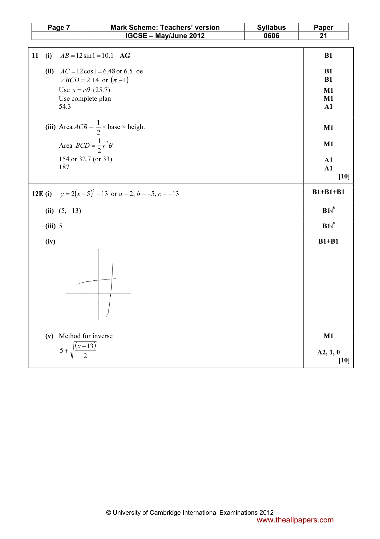 Mark scheme, page 7 of 8