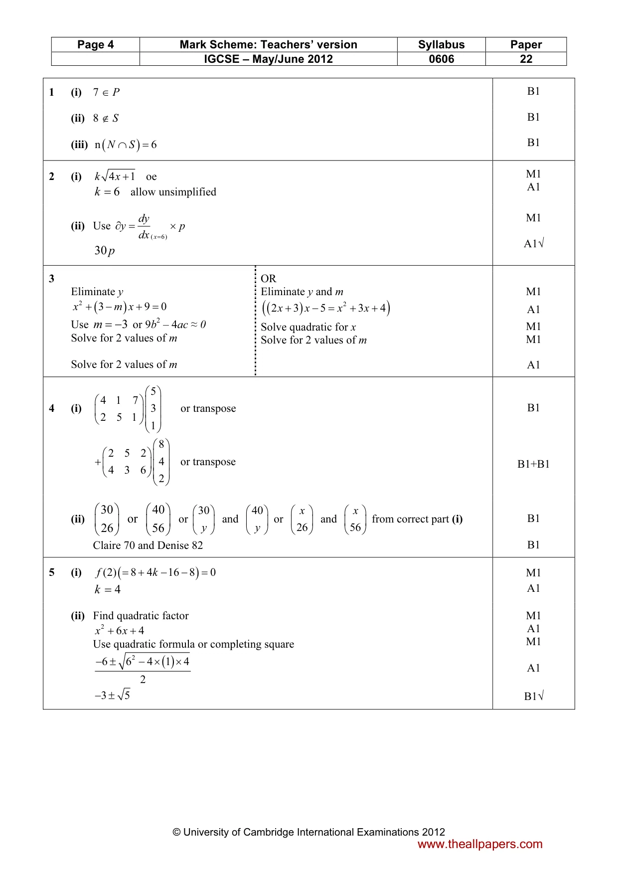 Mark scheme, page 4 of 8