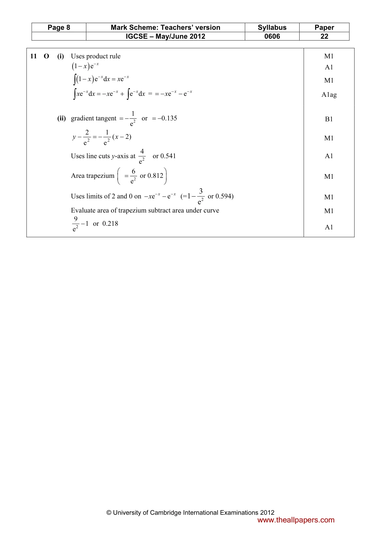 Mark scheme, page 8 of 8