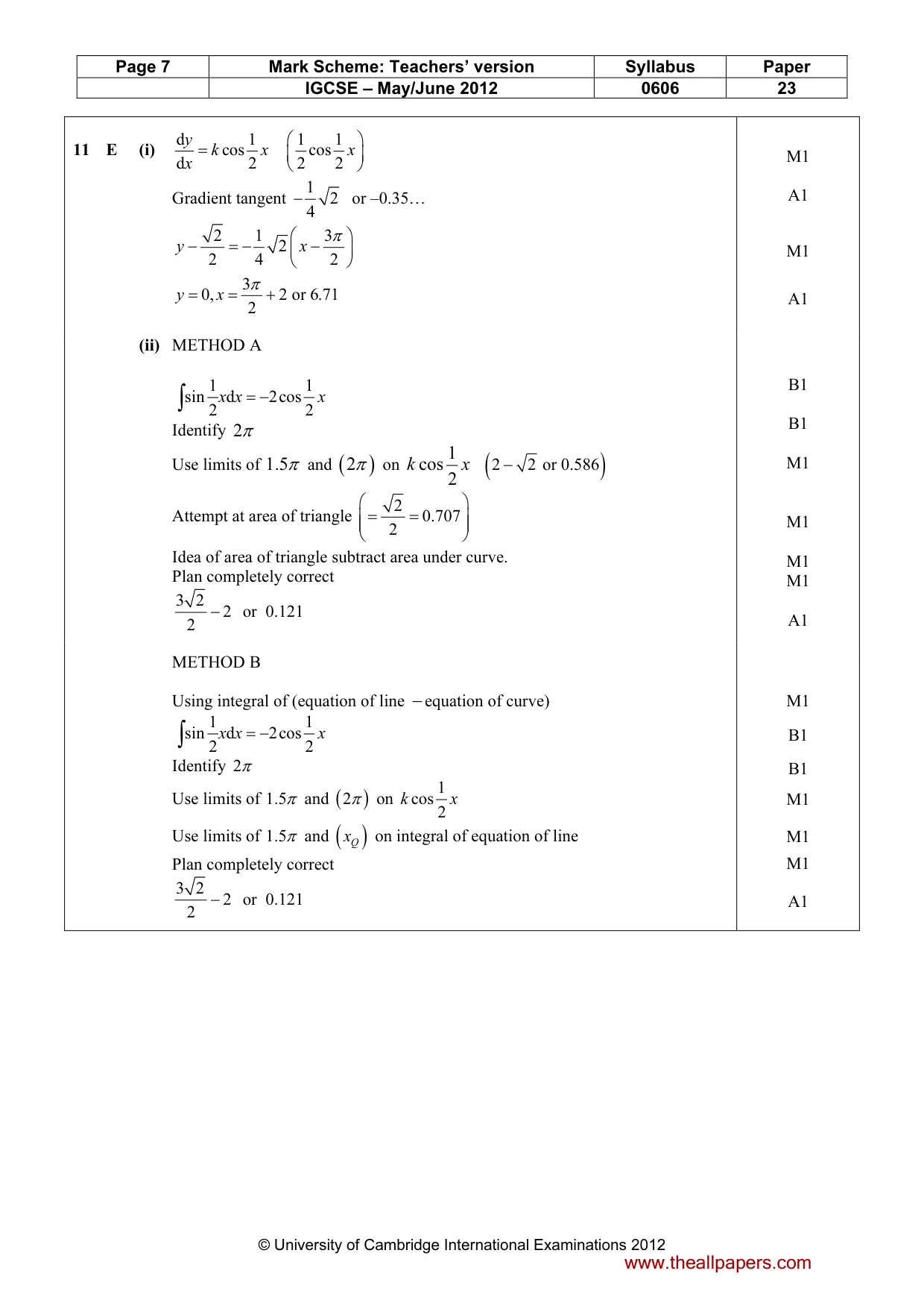 Mark scheme, page 7 of 8