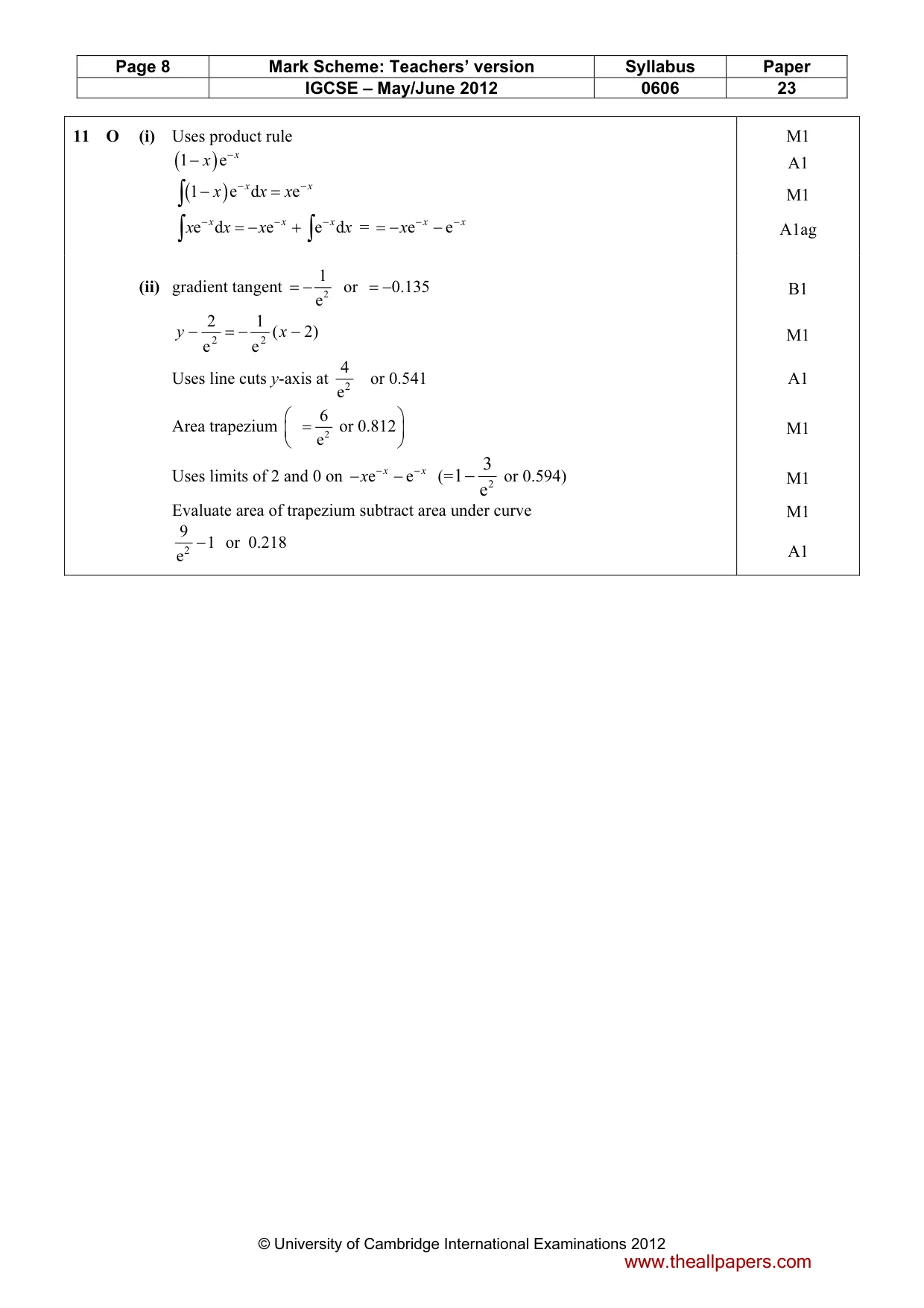 Mark scheme, page 8 of 8