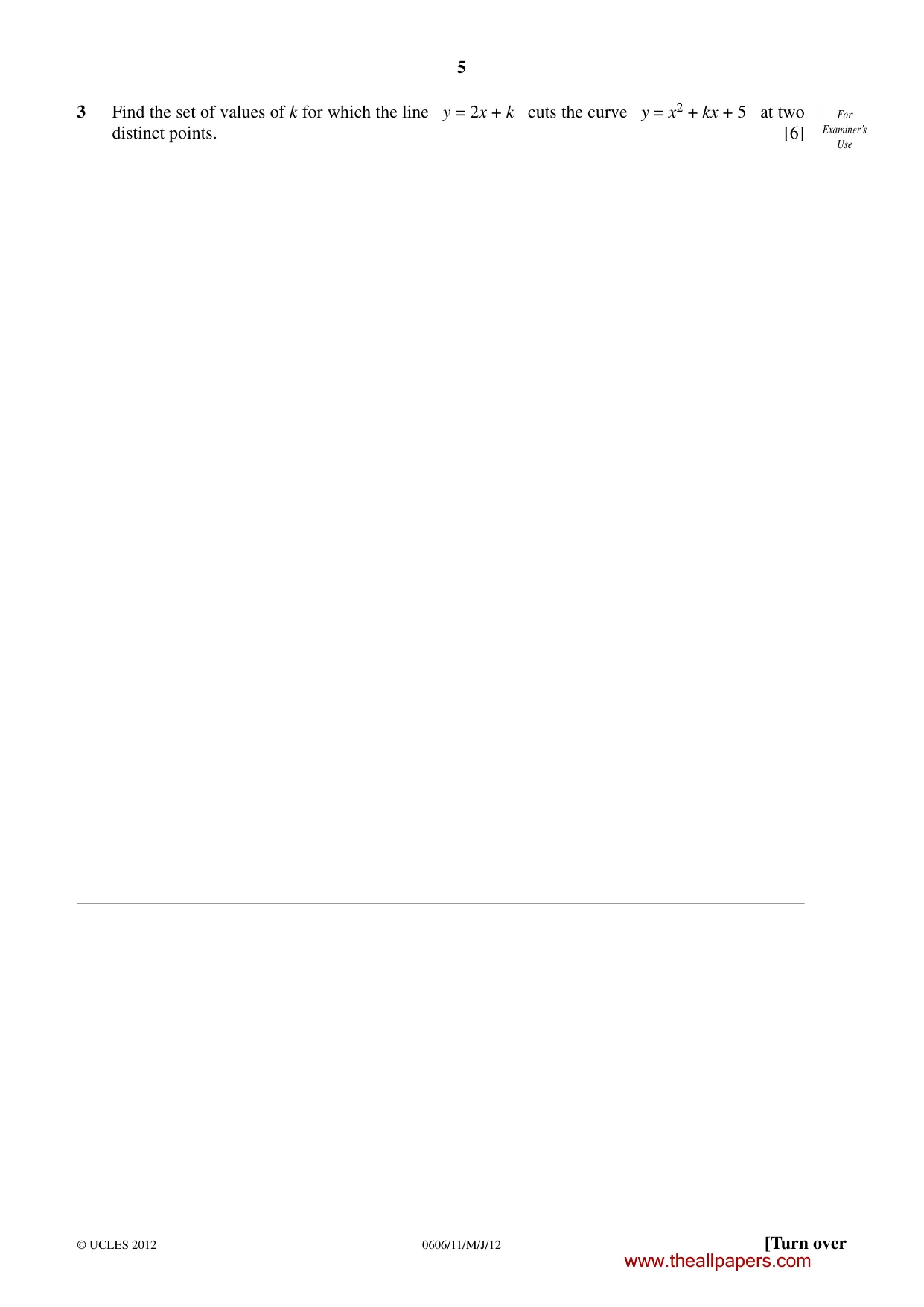 Cambridge IGCSE Mathematics - Additional 0606 2012 May/June Paper 1 · Variant 1 question paper, page 5 of 16