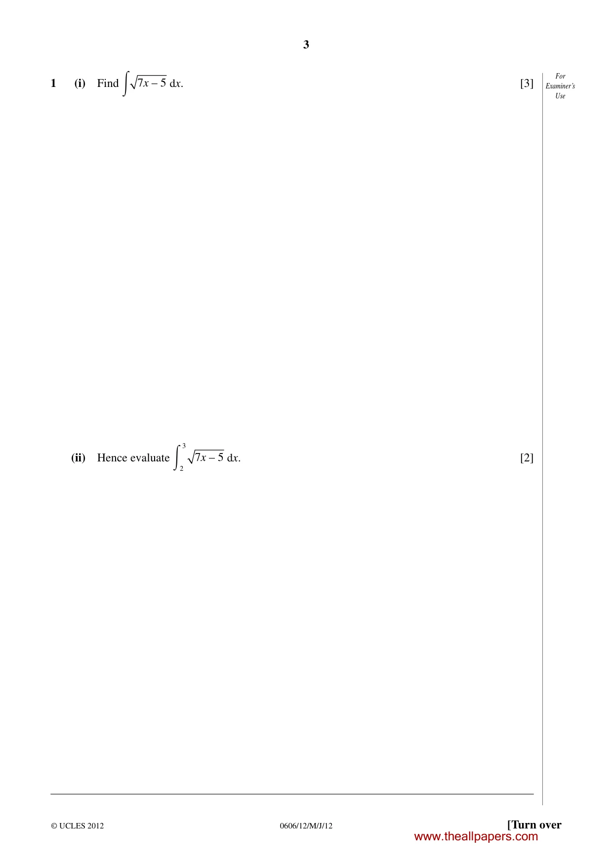 Cambridge IGCSE Mathematics - Additional 0606 2012 May/June Paper 1 · Variant 2 question paper, page 3 of 20