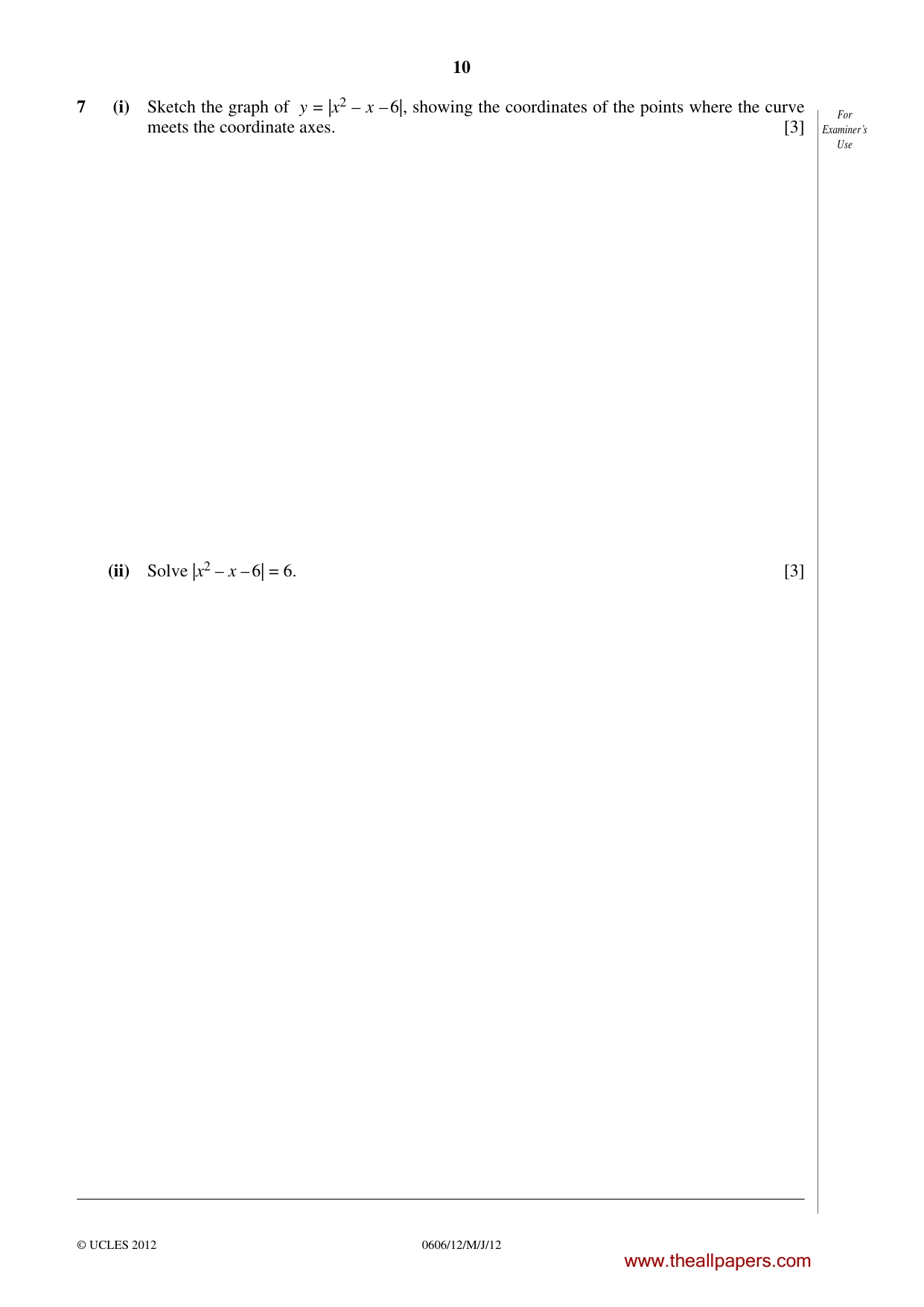 Cambridge IGCSE Mathematics - Additional 0606 2012 May/June Paper 1 · Variant 2 question paper, page 10 of 20