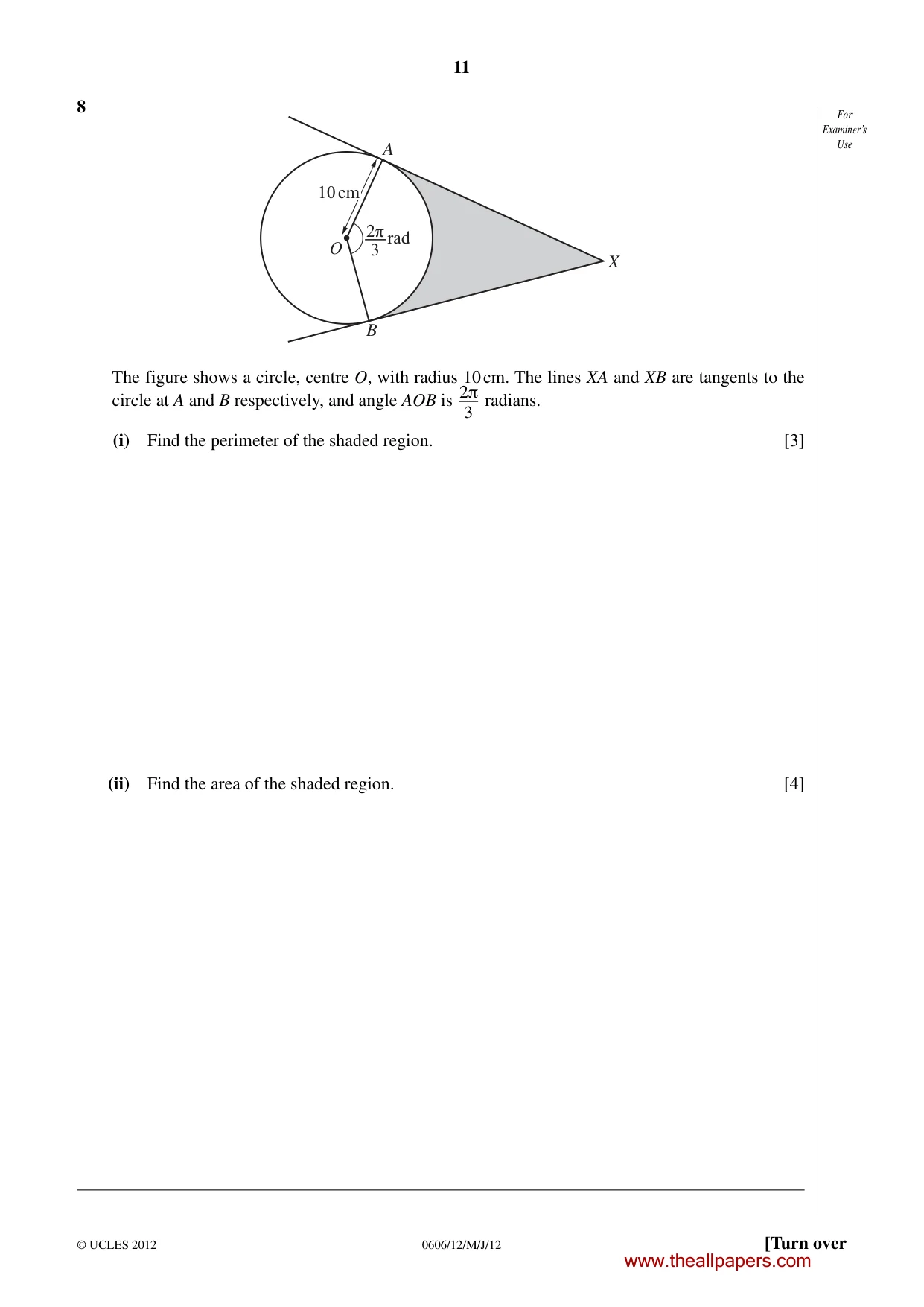 Cambridge IGCSE Mathematics - Additional 0606 2012 May/June Paper 1 · Variant 2 question paper, page 11 of 20