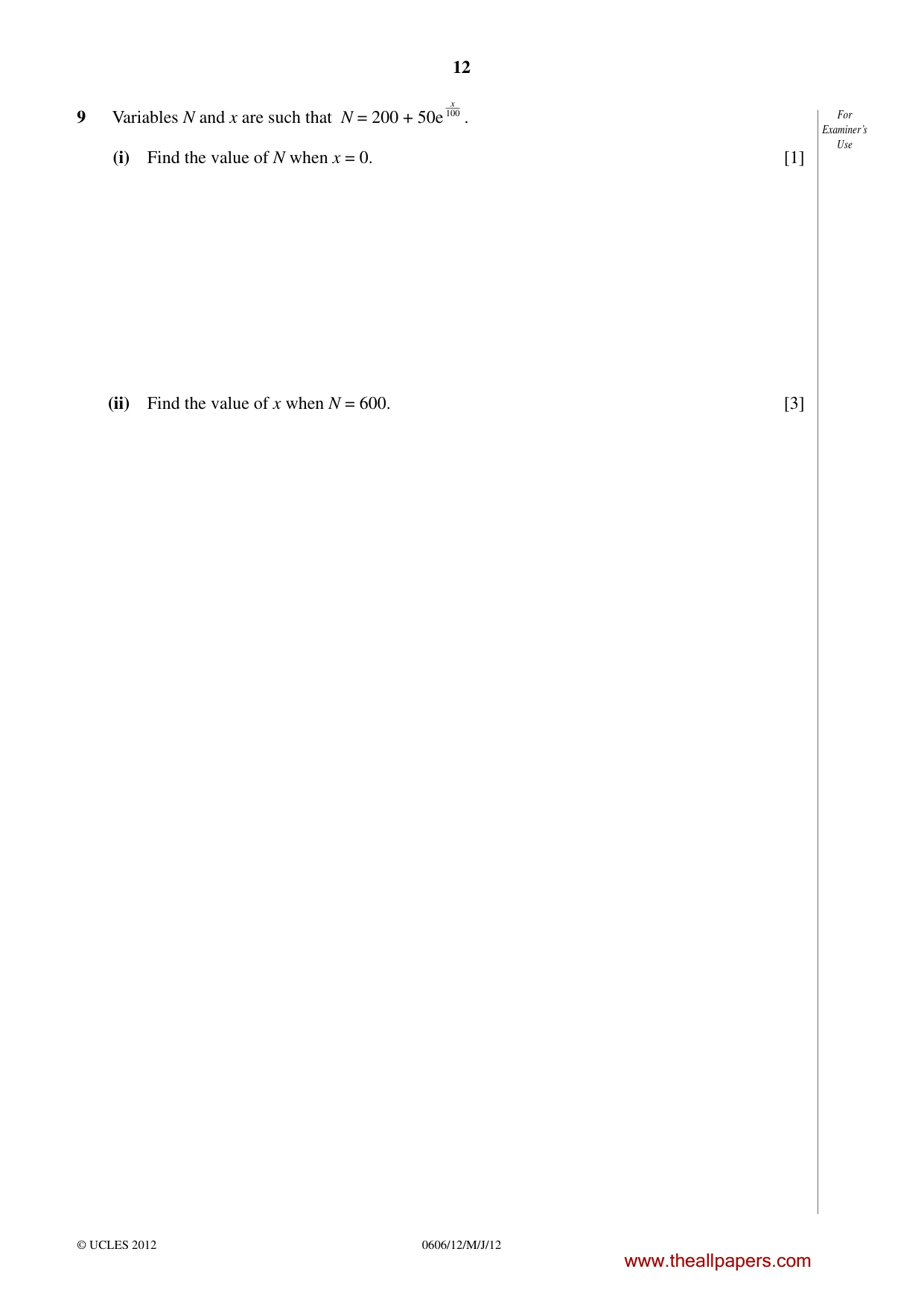 Cambridge IGCSE Mathematics - Additional 0606 2012 May/June Paper 1 · Variant 2 question paper, page 12 of 20