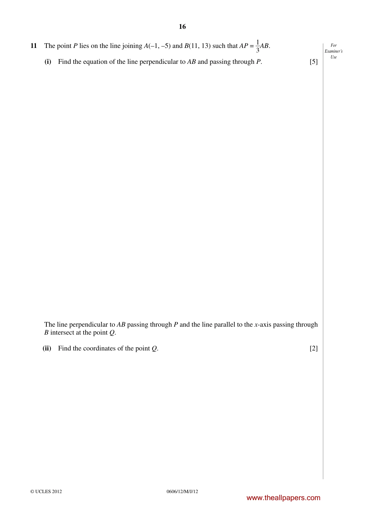 Cambridge IGCSE Mathematics - Additional 0606 2012 May/June Paper 1 · Variant 2 question paper, page 16 of 20