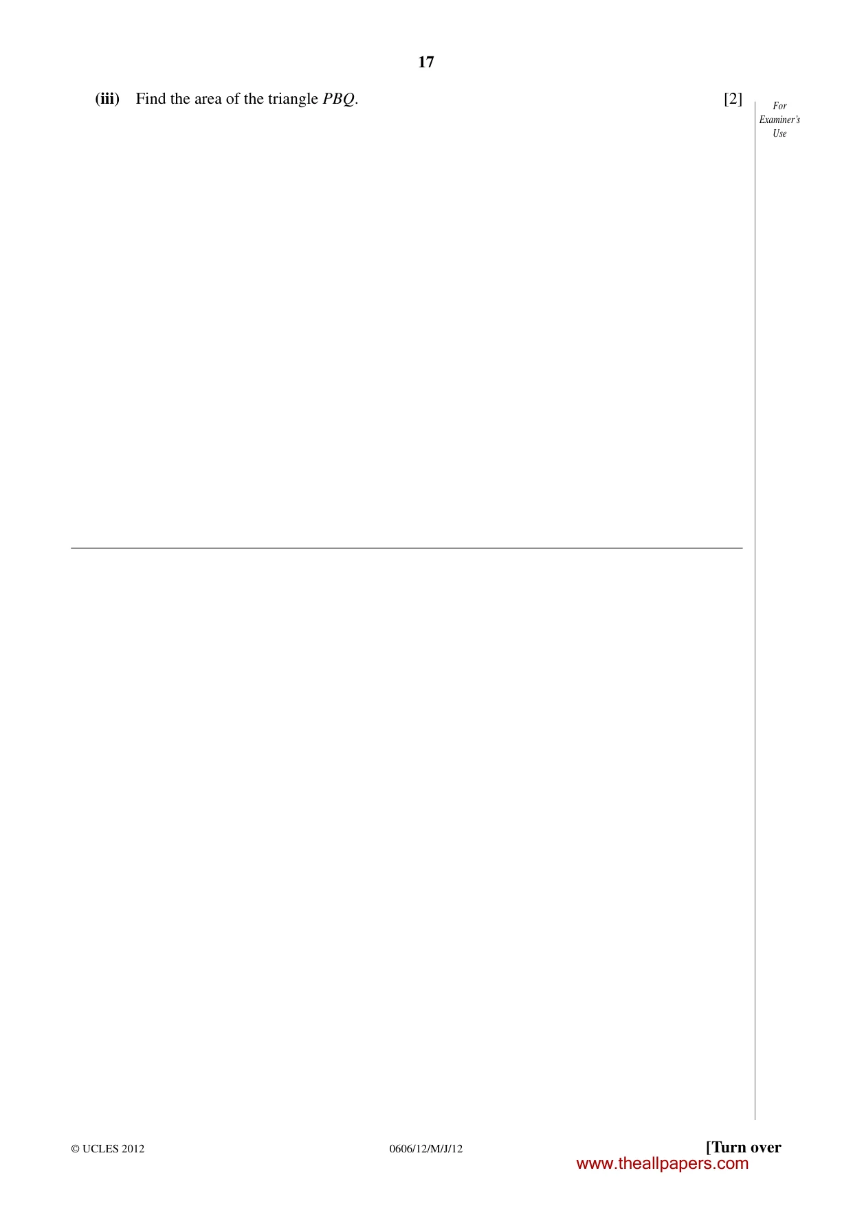 Cambridge IGCSE Mathematics - Additional 0606 2012 May/June Paper 1 · Variant 2 question paper, page 17 of 20