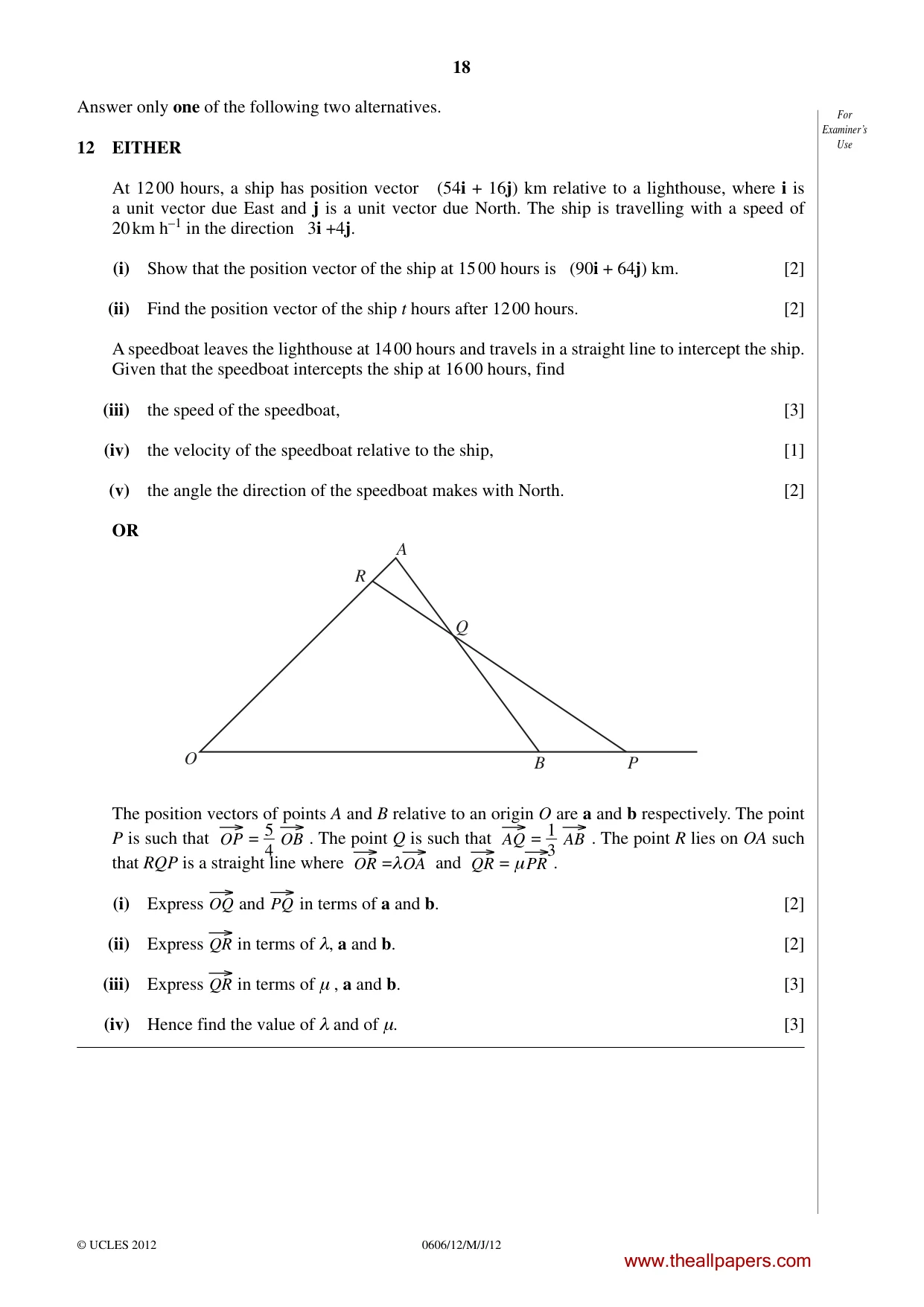 Cambridge IGCSE Mathematics - Additional 0606 2012 May/June Paper 1 · Variant 2 question paper, page 18 of 20