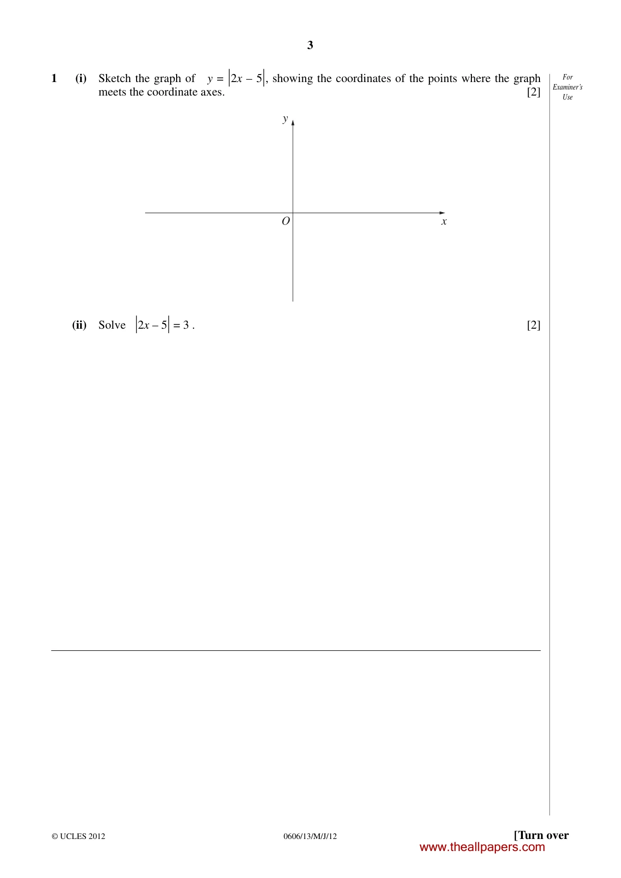 Cambridge IGCSE Mathematics - Additional 0606 2012 May/June Paper 1 · Variant 3 question paper, page 3 of 16
