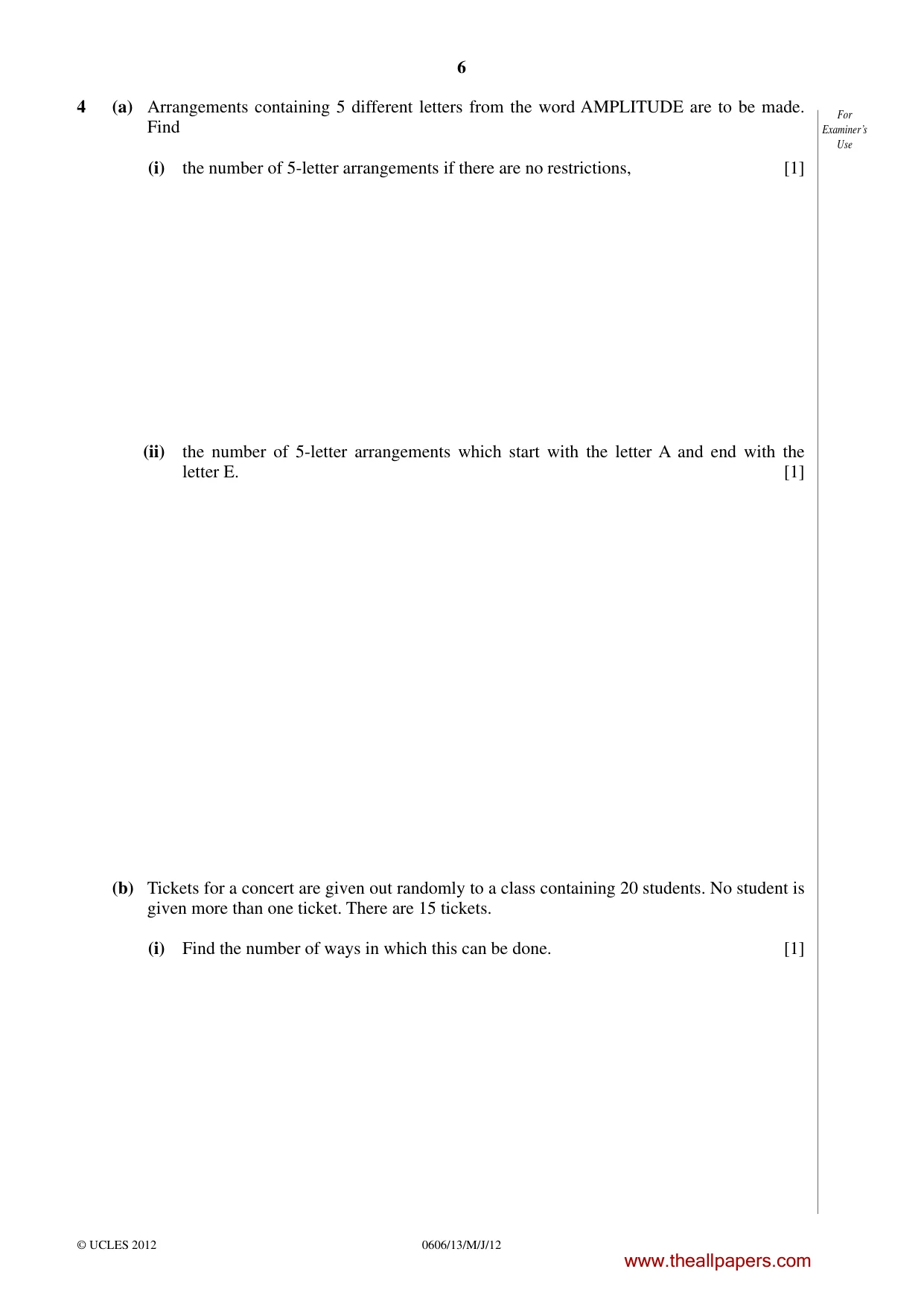Cambridge IGCSE Mathematics - Additional 0606 2012 May/June Paper 1 · Variant 3 question paper, page 6 of 16