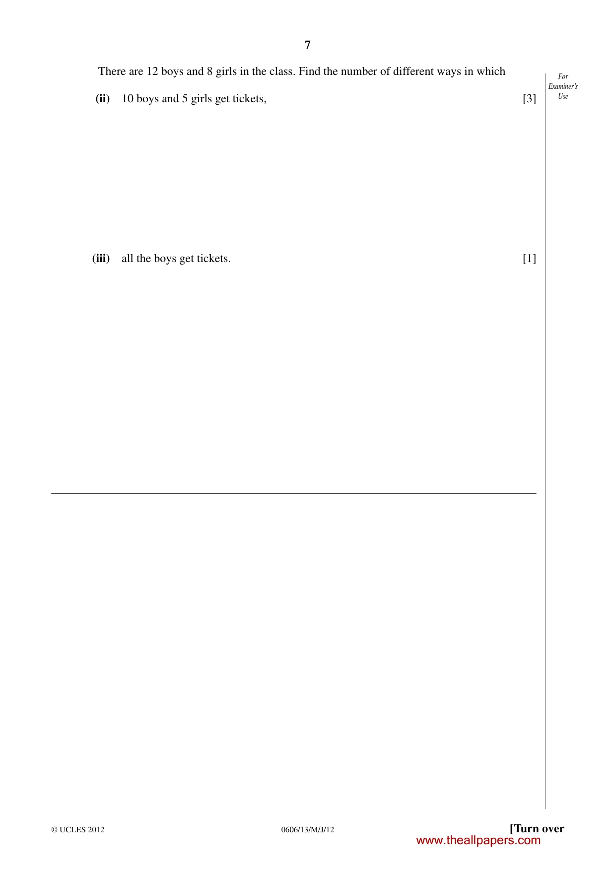 Cambridge IGCSE Mathematics - Additional 0606 2012 May/June Paper 1 · Variant 3 question paper, page 7 of 16