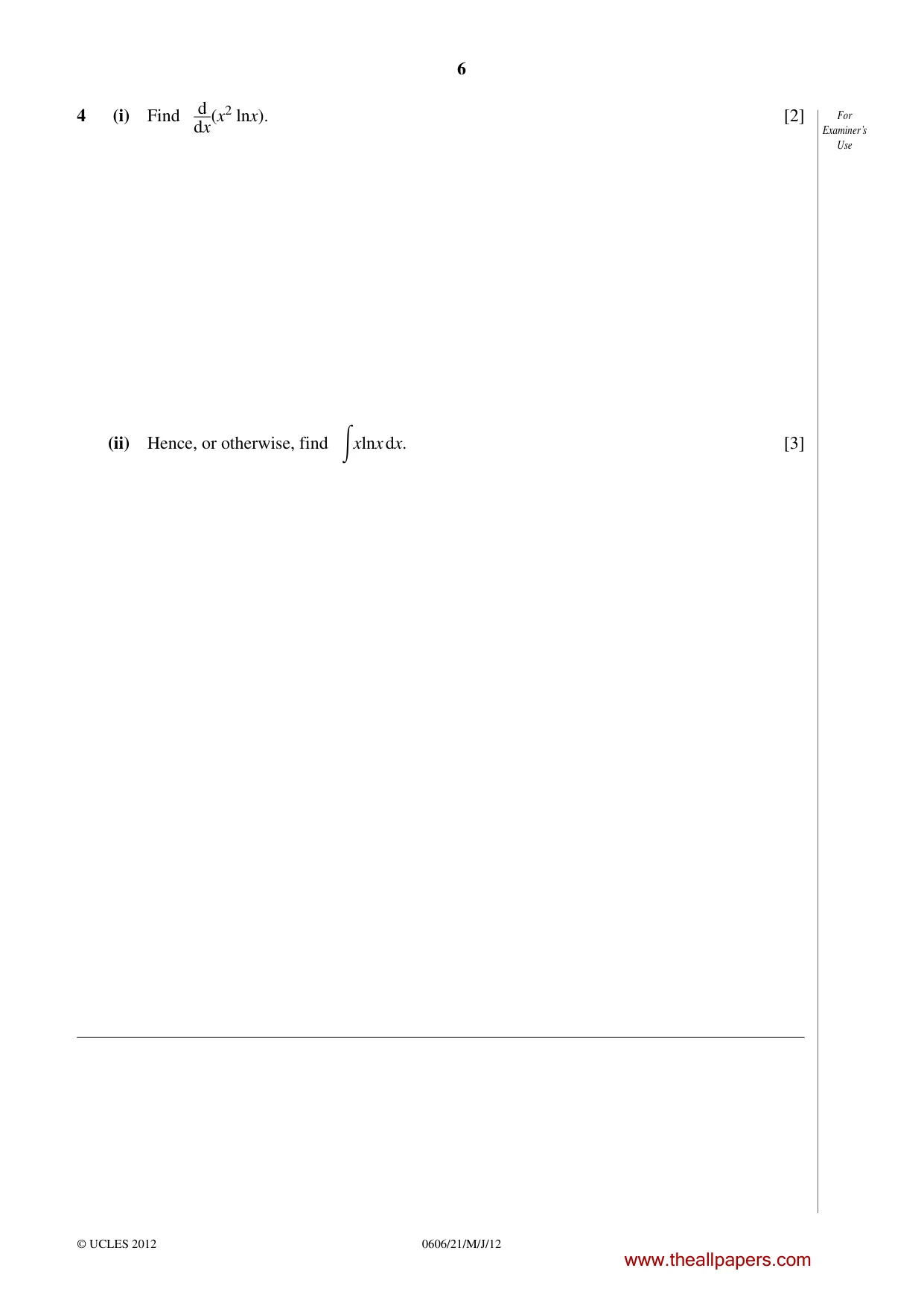 Cambridge IGCSE Mathematics - Additional 0606 2012 May/June Paper 2 · Variant 1 question paper, page 6 of 16