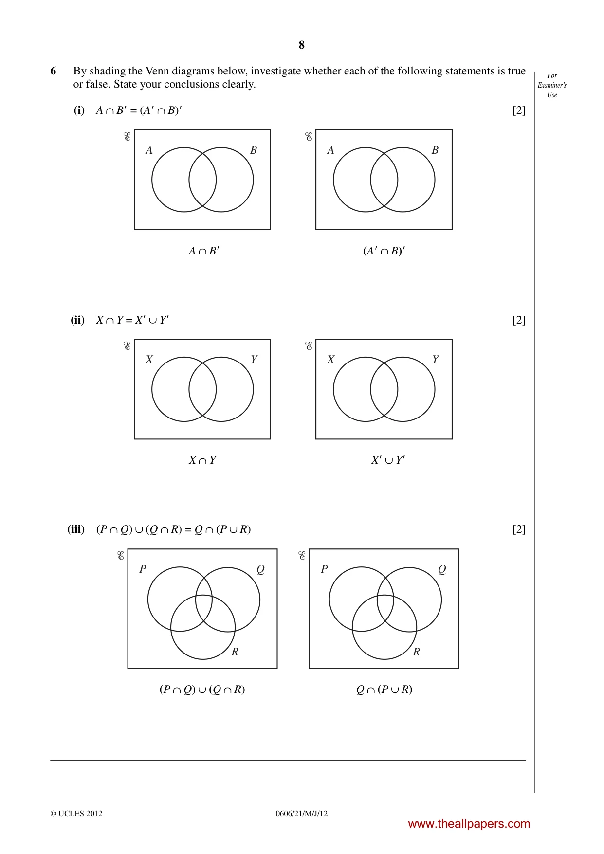 Cambridge IGCSE Mathematics - Additional 0606 2012 May/June Paper 2 · Variant 1 question paper, page 8 of 16
